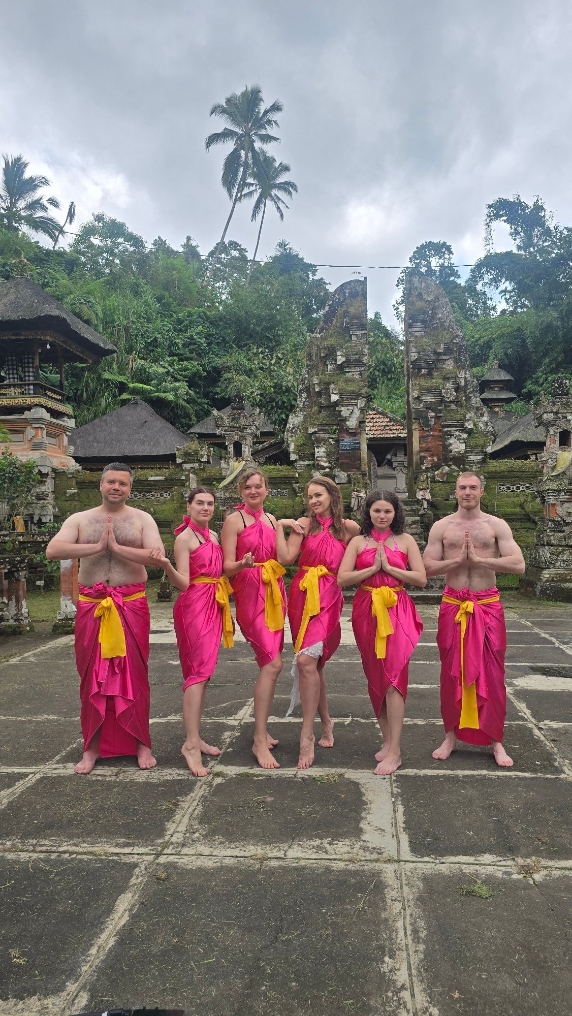 Tourists join purification ritual at Tirta Empul Temple, Bali