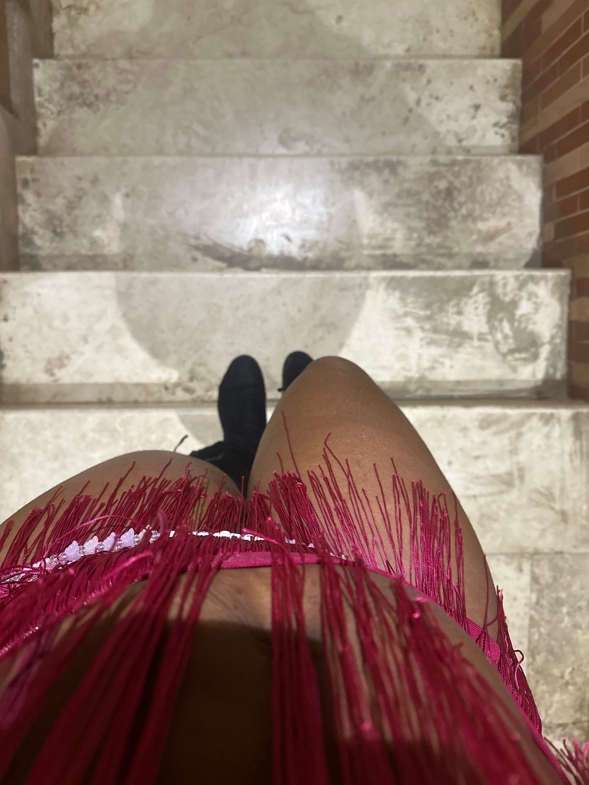 Staircase shots in Abuja, pink bikini and ground-level angles