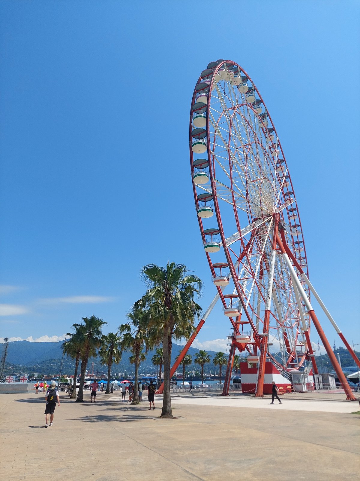 Batumi's landmark-packed waterfront on a clear summer morning