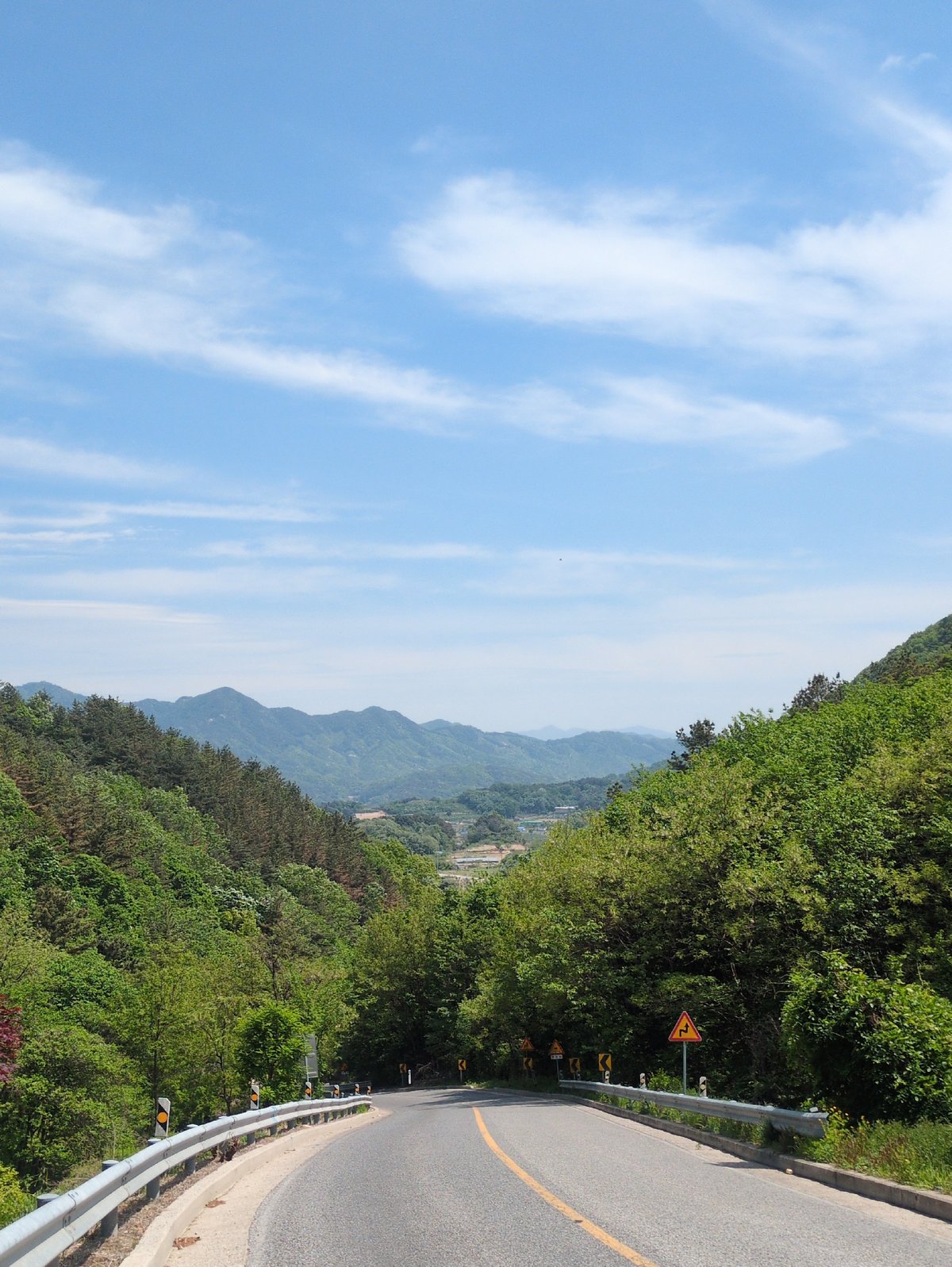 Mountain road captured in early morning Iwon, South Korea