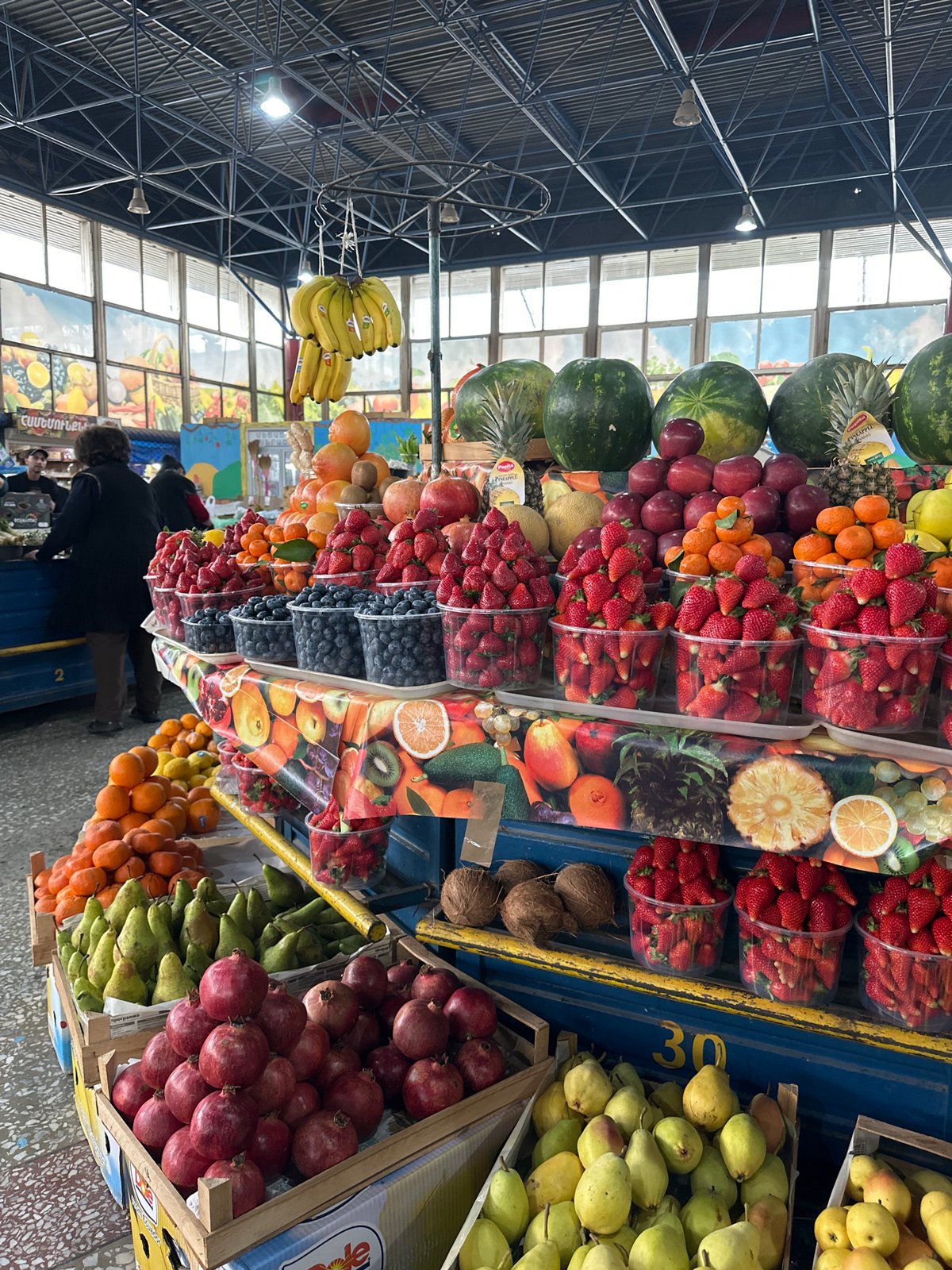 Morning fruit market displays fresh and dried goods in Yerevan