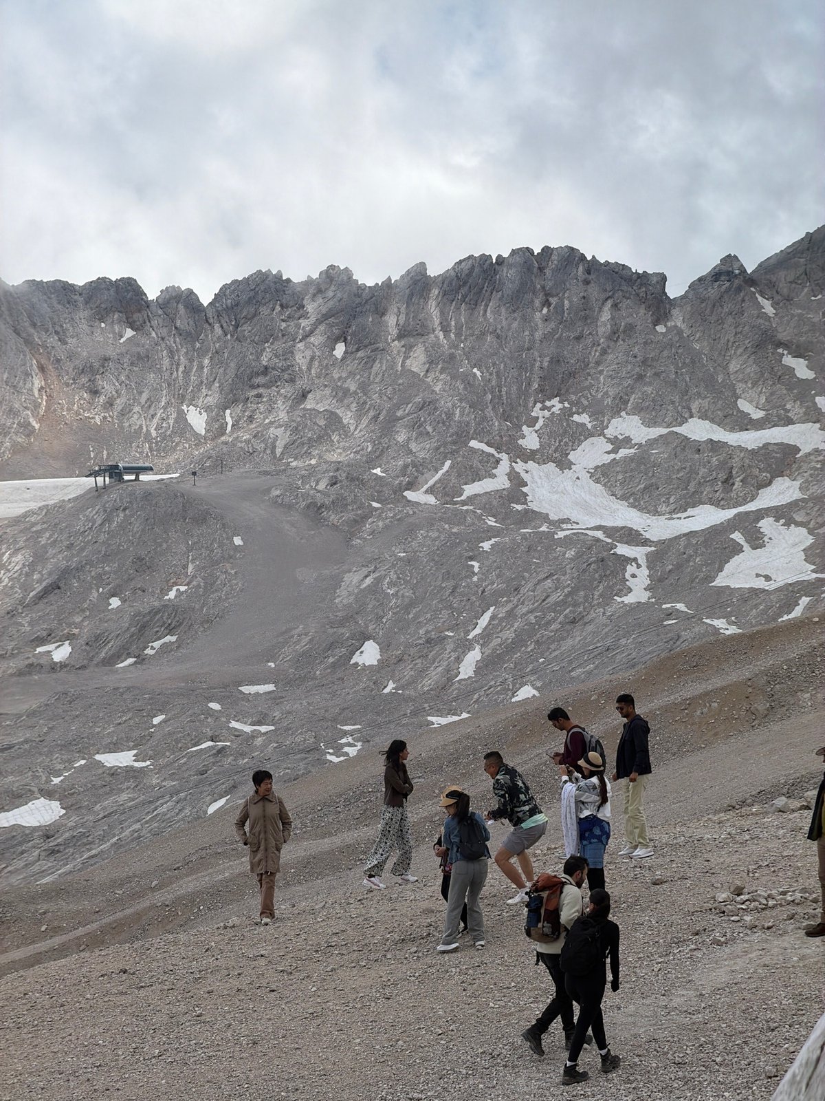 High-altitude scramble on a rocky Bavarian Alpine slope