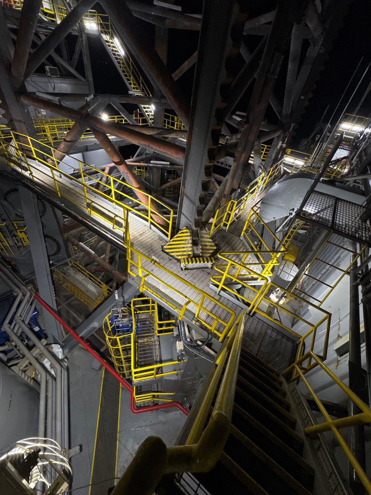 Night tour of an offshore oil rig, Italian waters