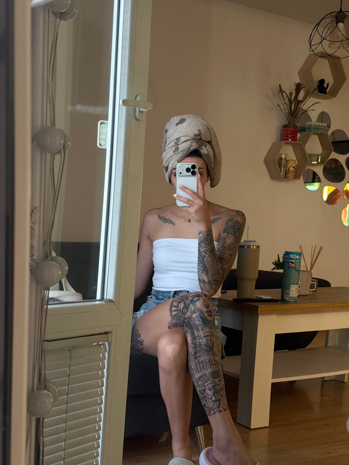 Casual selfie session captured in Plovdiv residence with snacks