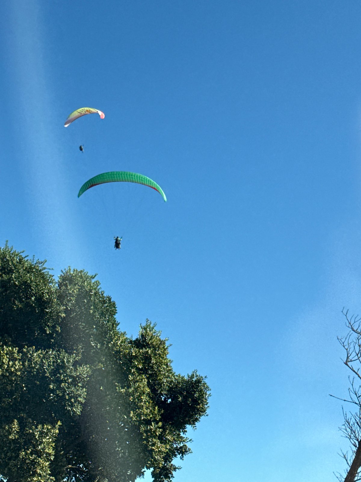 Paragliders spotted over Cape Town under clear skies