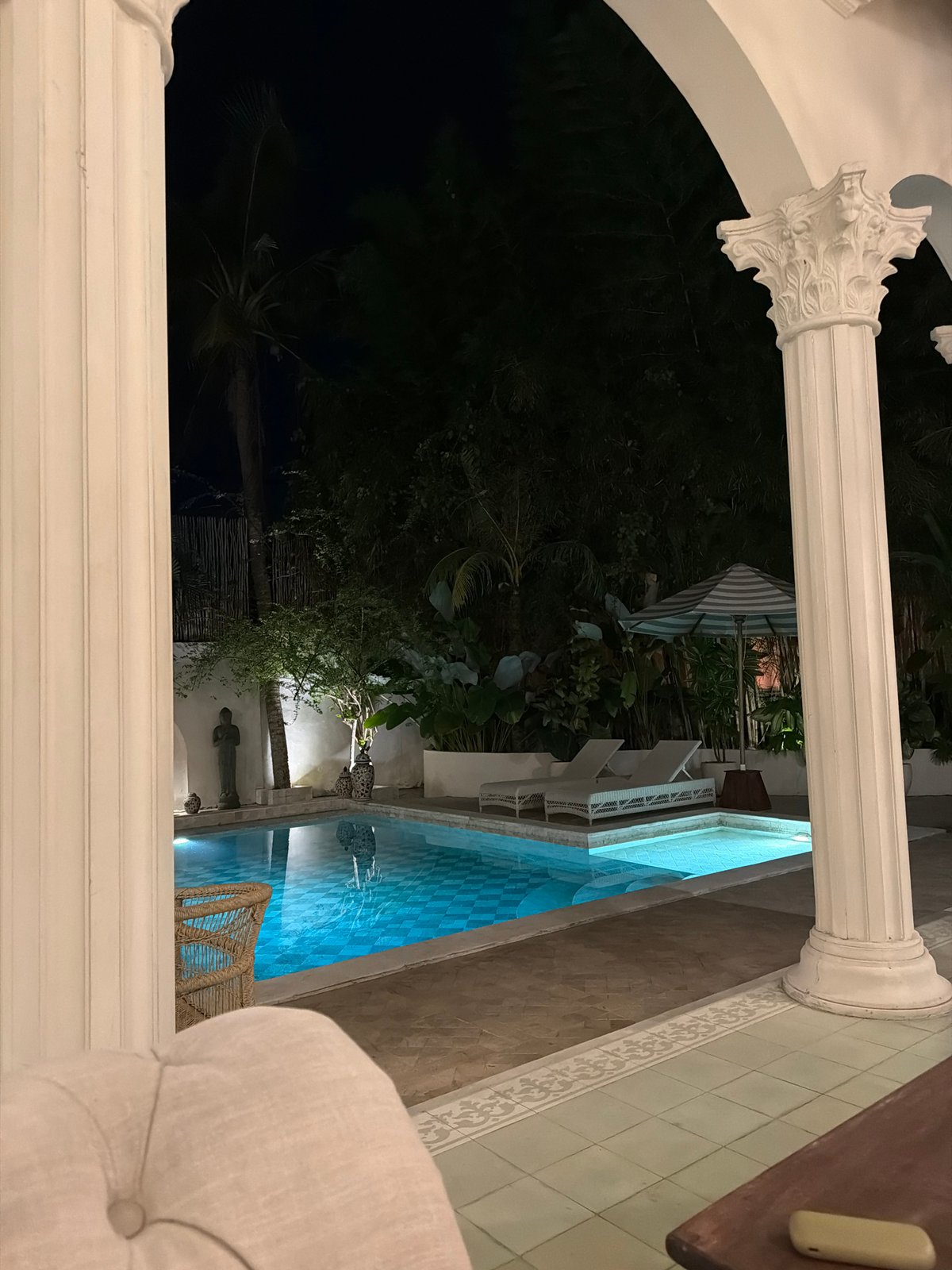 Nighttime pool scene documented in North Kuta, Indonesia