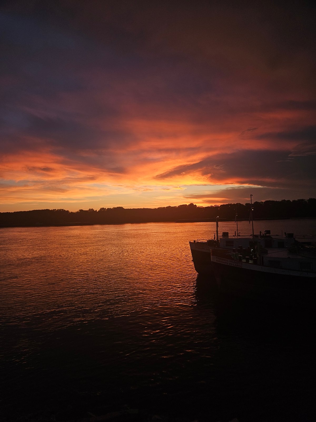 Sunset documented along Danube waterfront in Ruse, Bulgaria