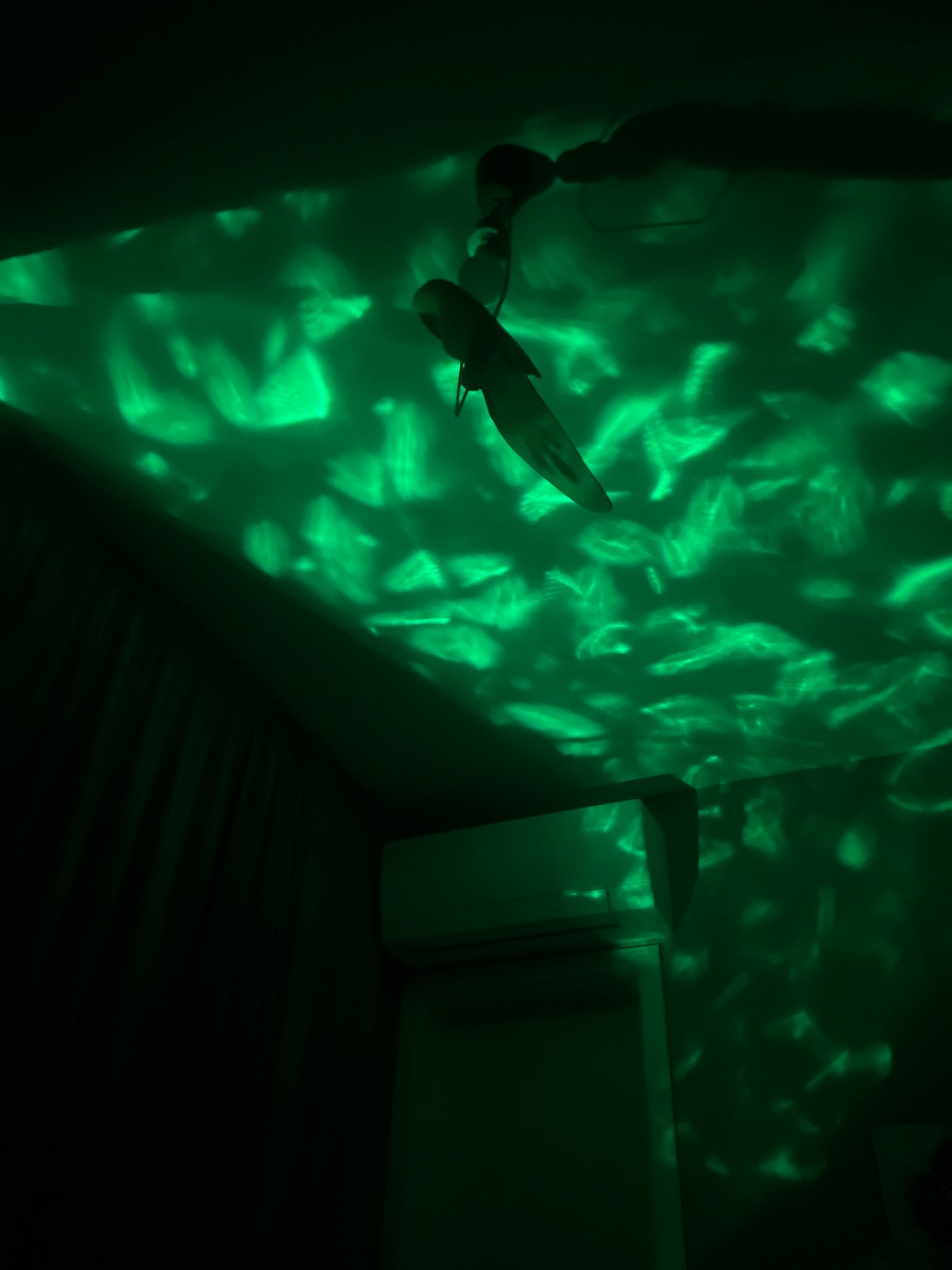 Green light display creates patterns in Plovdiv interior