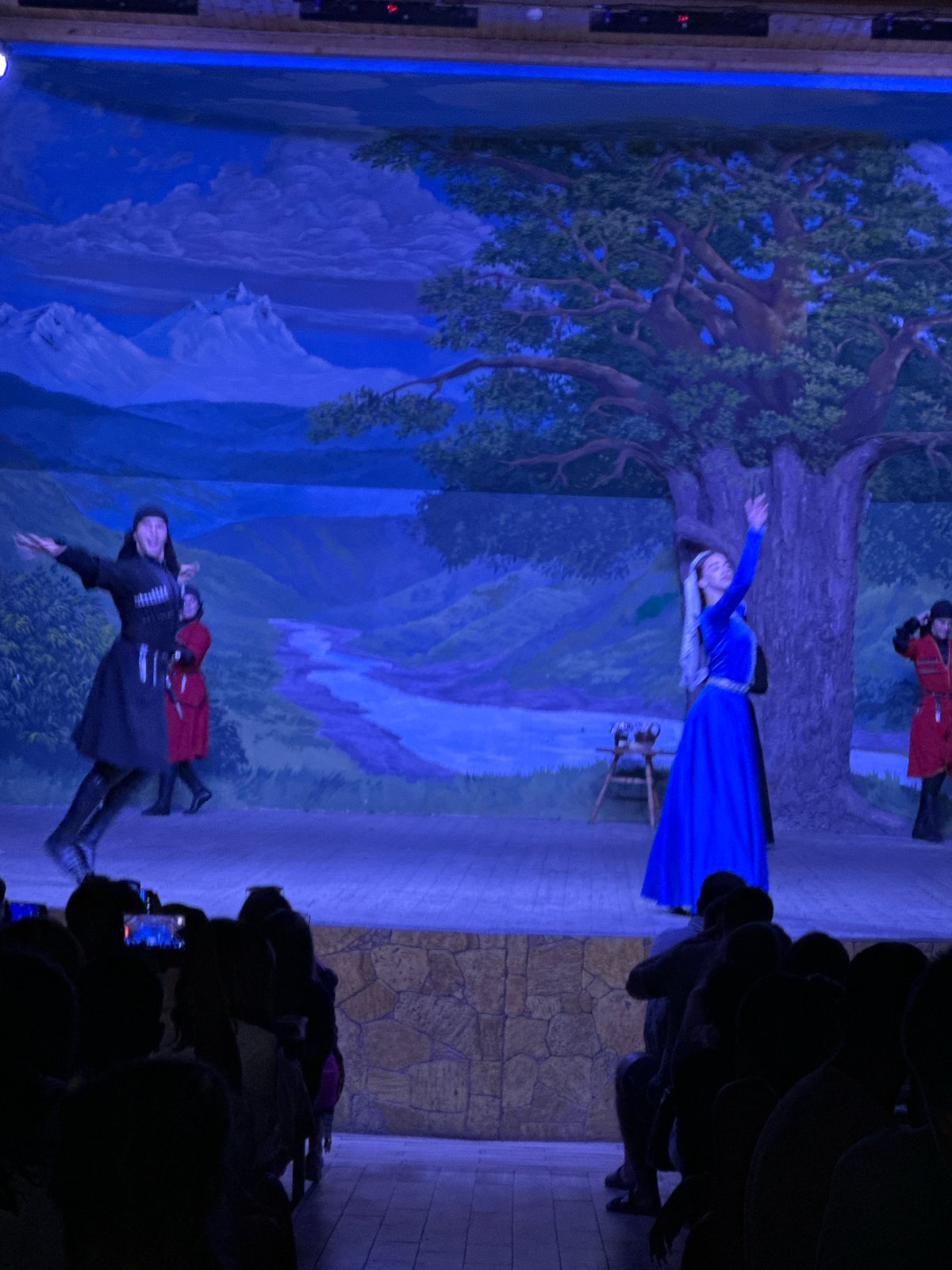 Traditional folk performance on stage in Bolshoy Kichmai, Russia