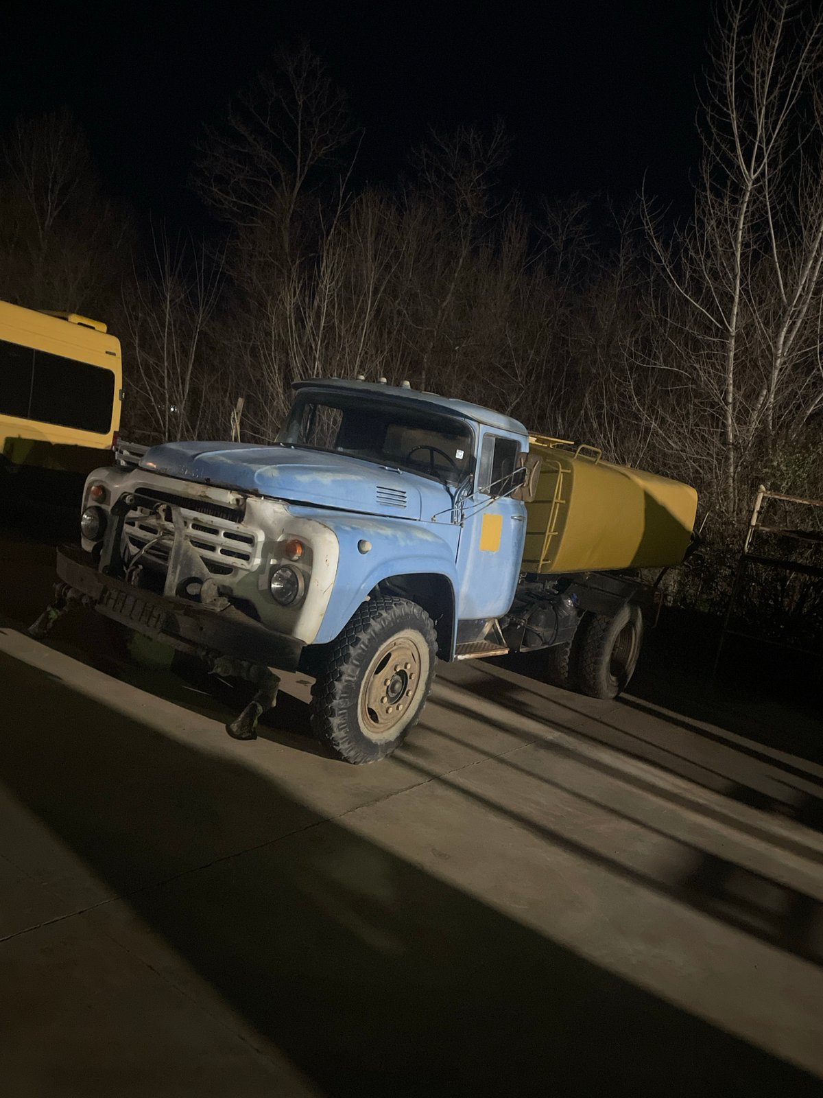Commercial trucks parked overnight in Kardzhali, Bulgaria