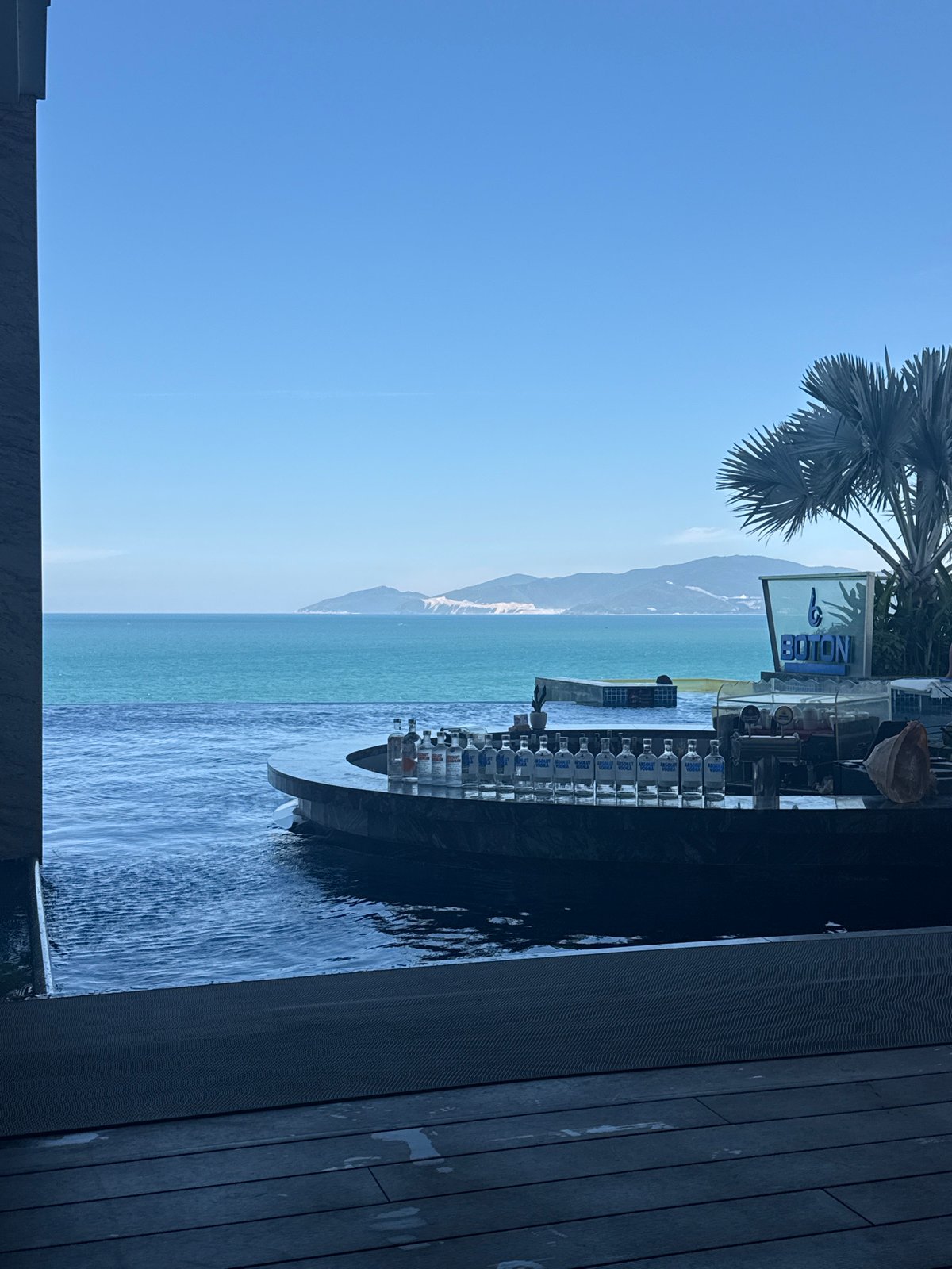 Early morning scenes at oceanfront bar in Nha Trang
