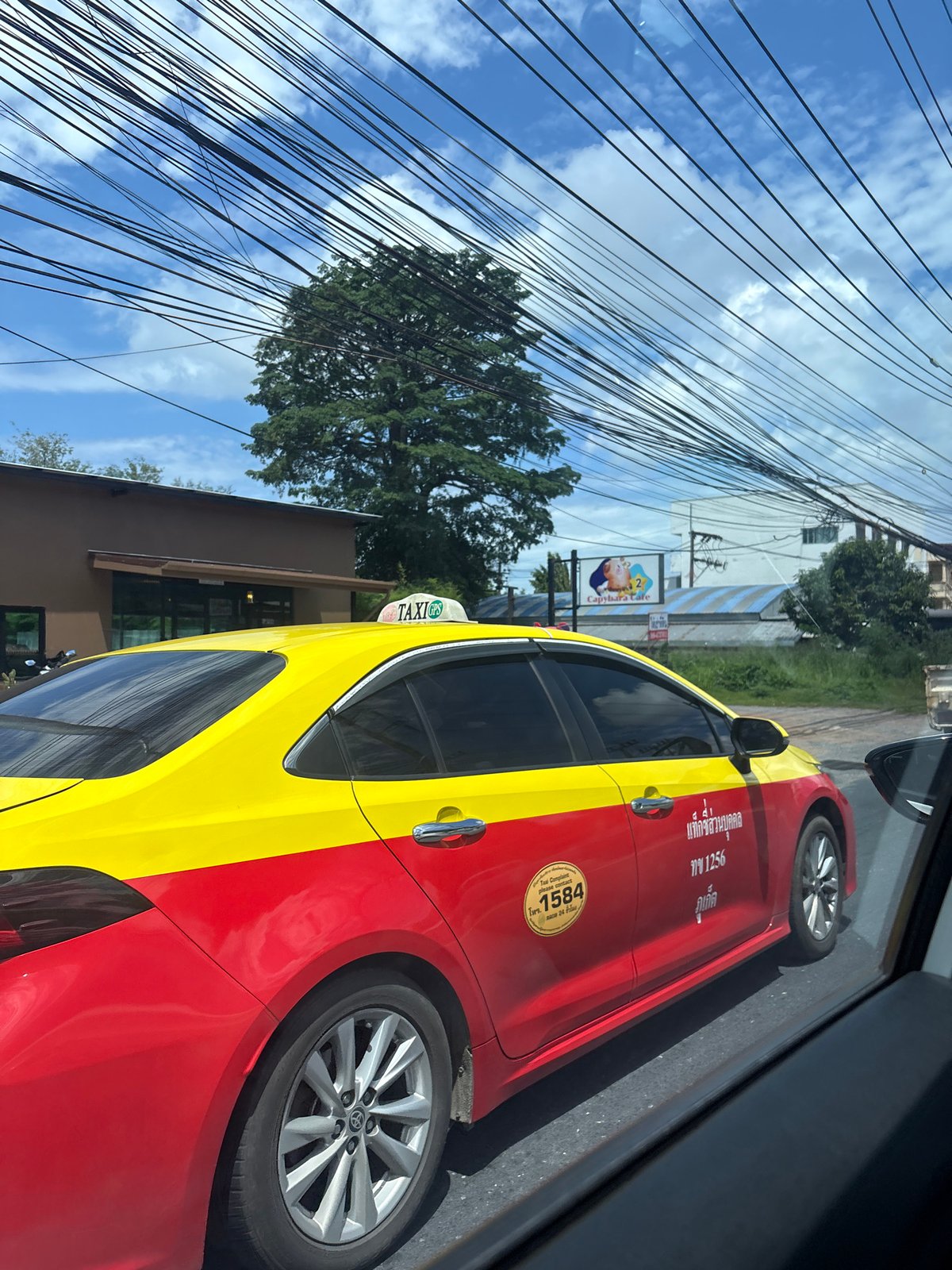 Morning taxi ride through Ratsada streets, Phuket