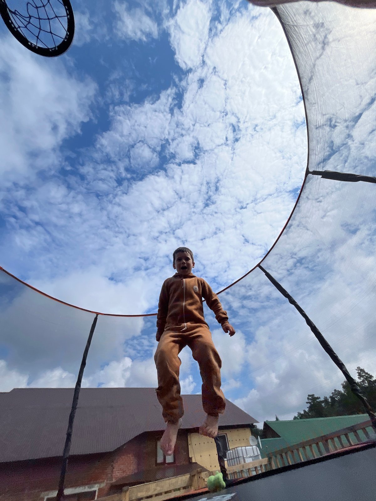 Trampoline fun and downtime in Chaikovsky on a summer morning
