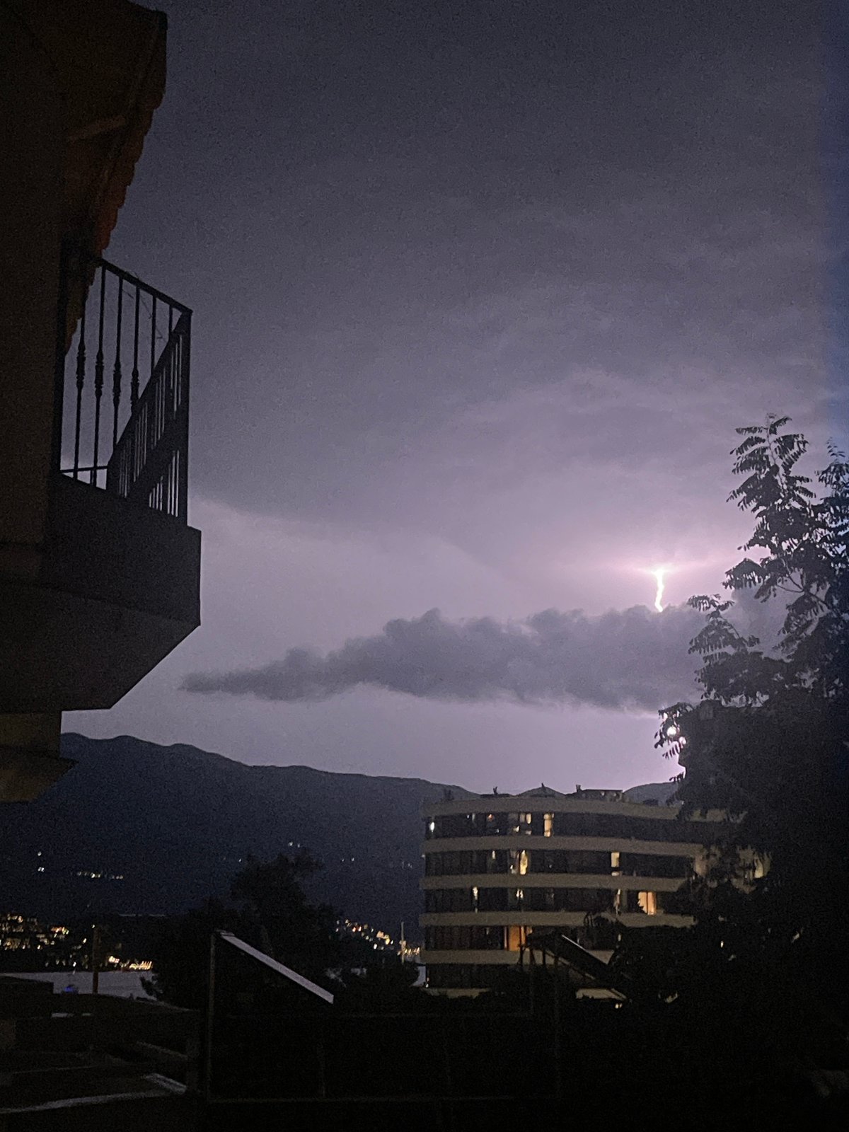 Lightning storm illuminates Budva Montenegro during evening hours