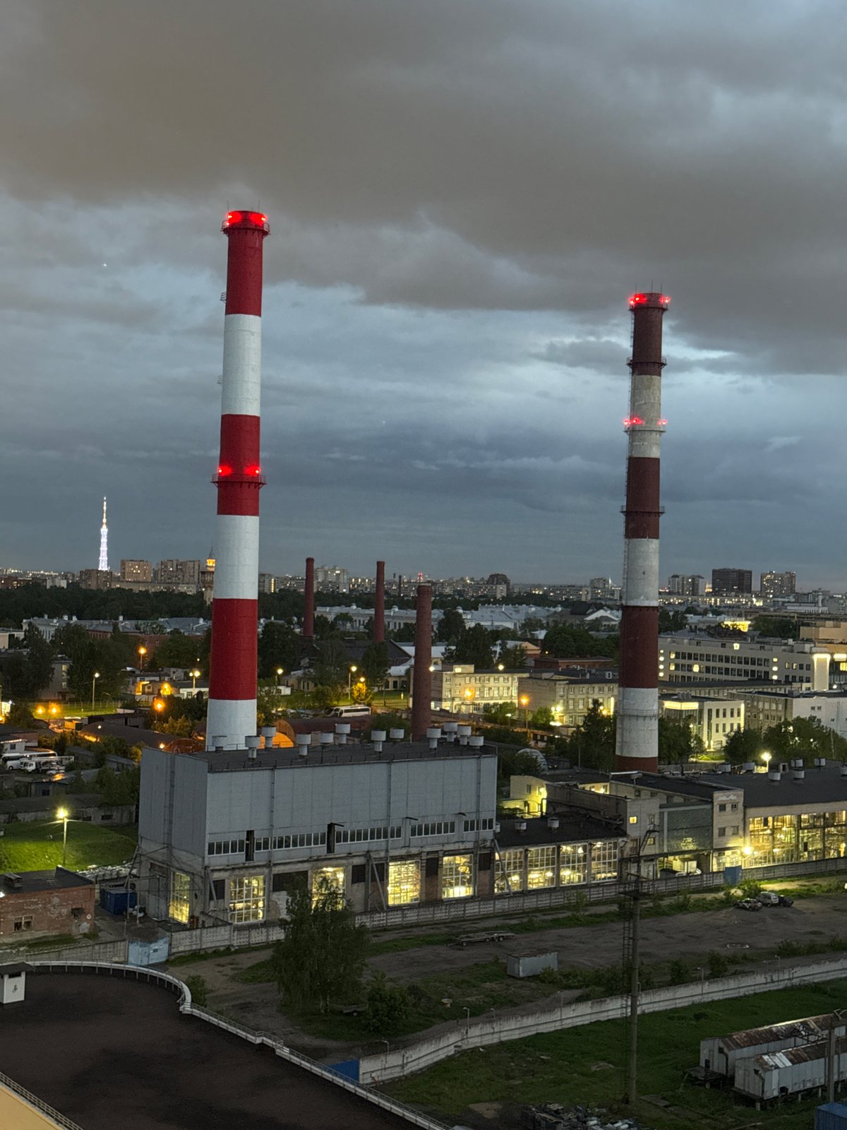 Russian city skyline documented during evening twilight hours