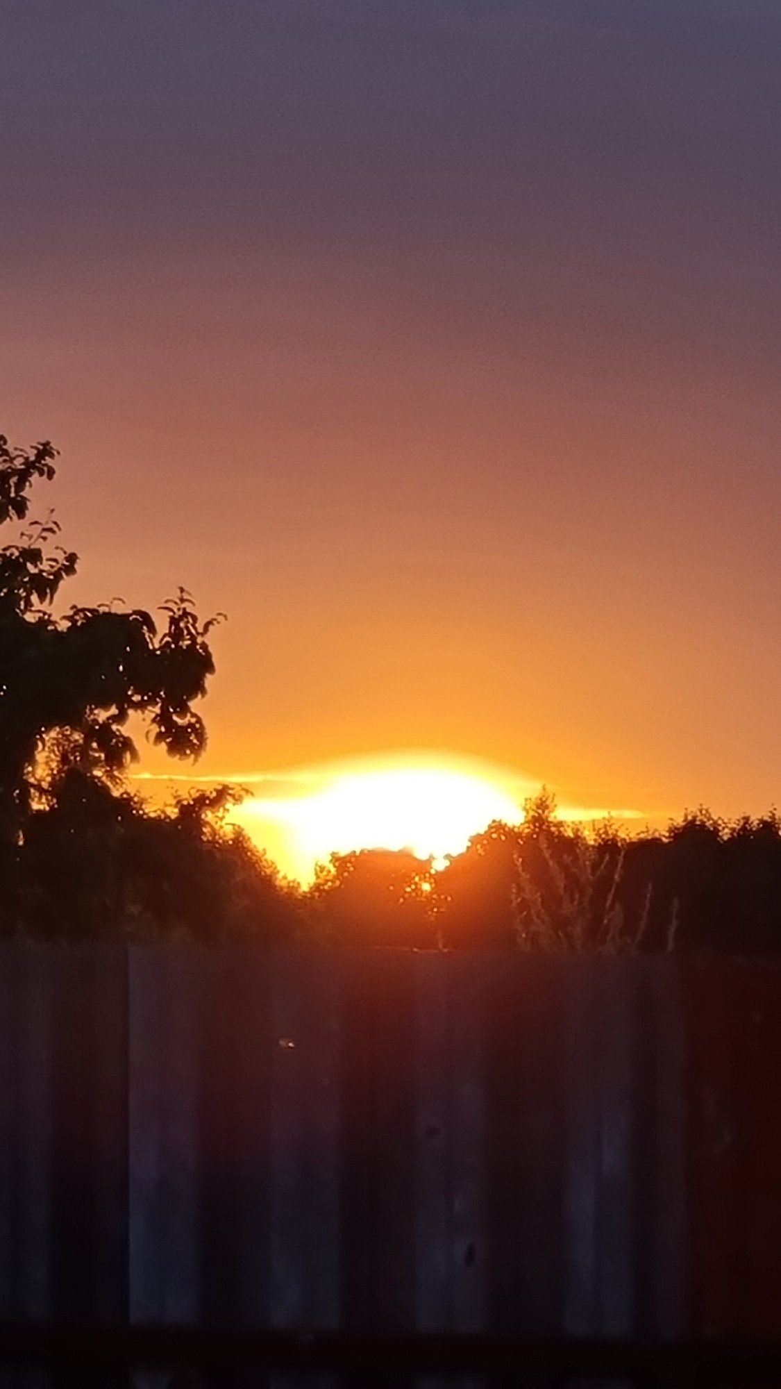 Sunset over Vysokoe's residential outskirts, July 2026