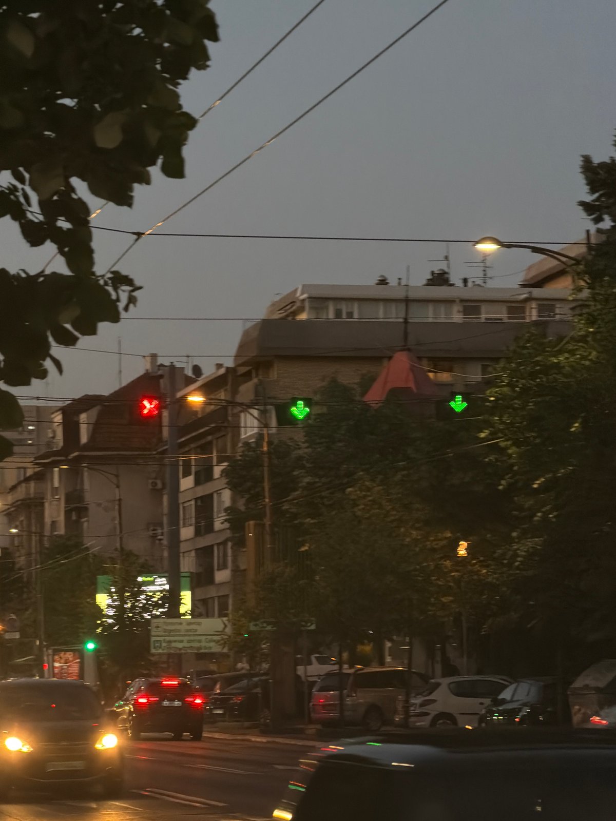 Evening street scenes captured in Belgrade, Serbia