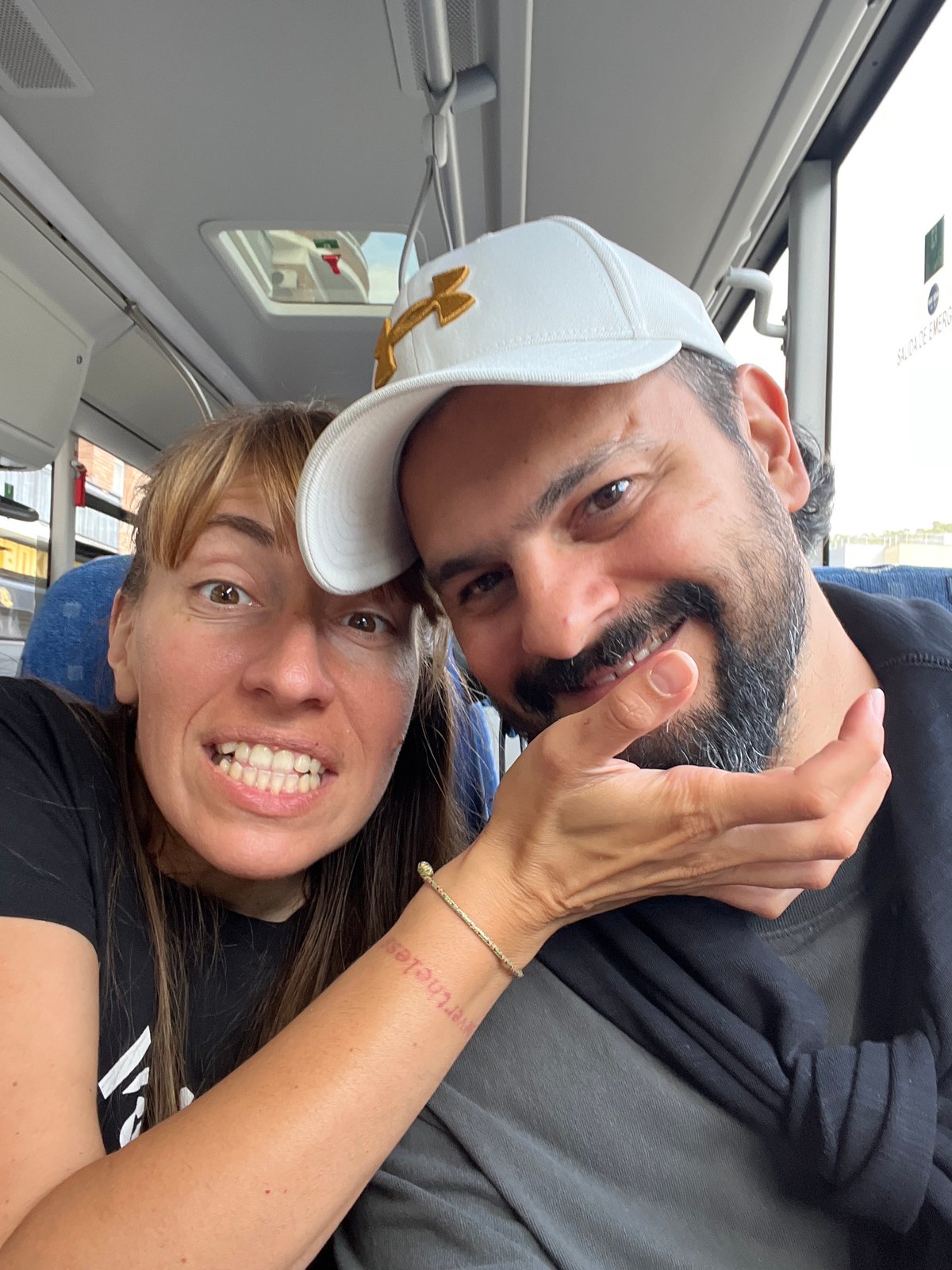 Couple takes selfie in vehicle in La Roca Del Vallès