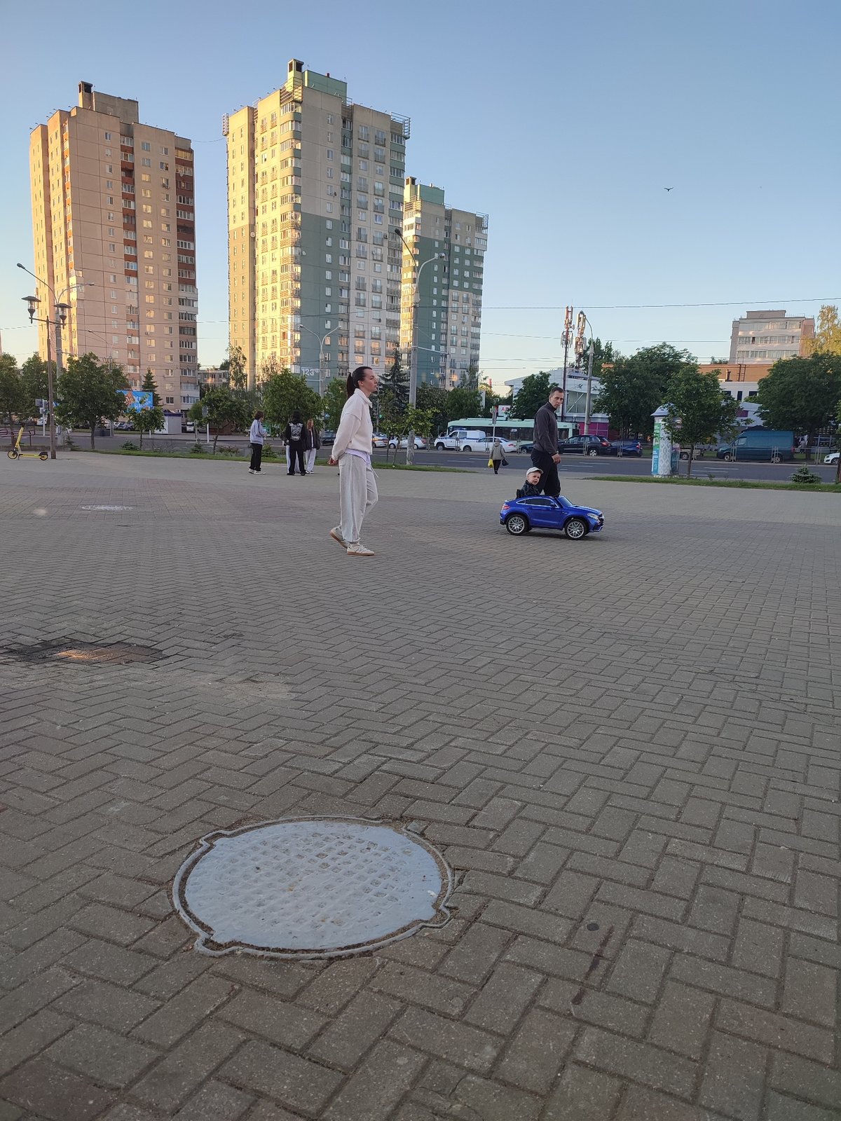 Evening documentation of public square in Minsk, Belarus