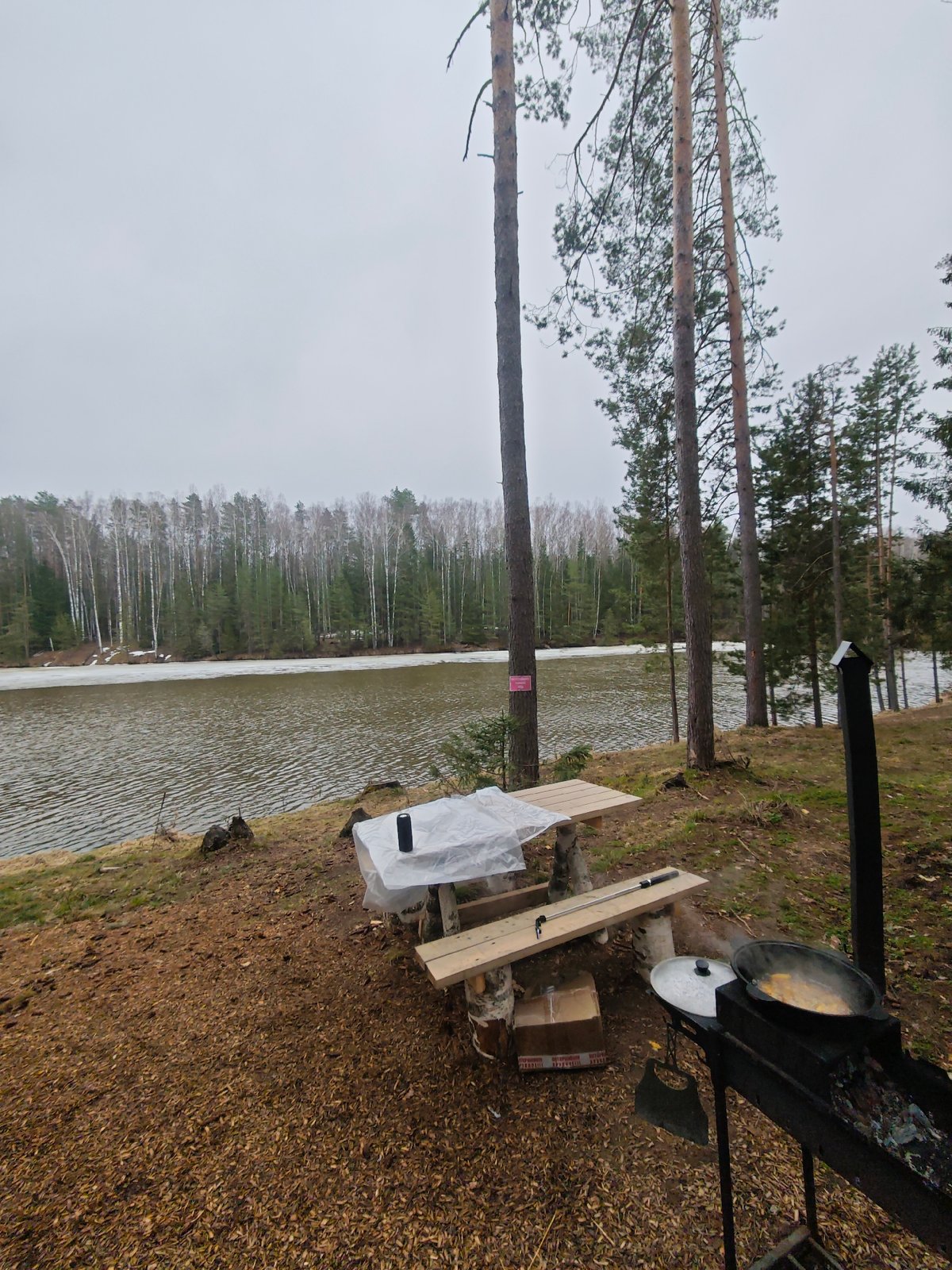Outdoor cooking picnic with traditional kazan in Мишкино, Russia