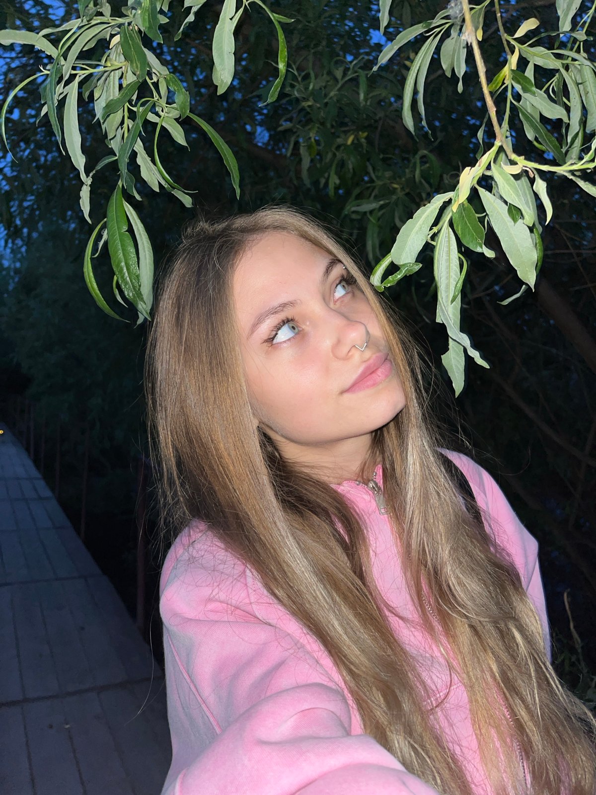 Woman documented during evening outing in Russian village