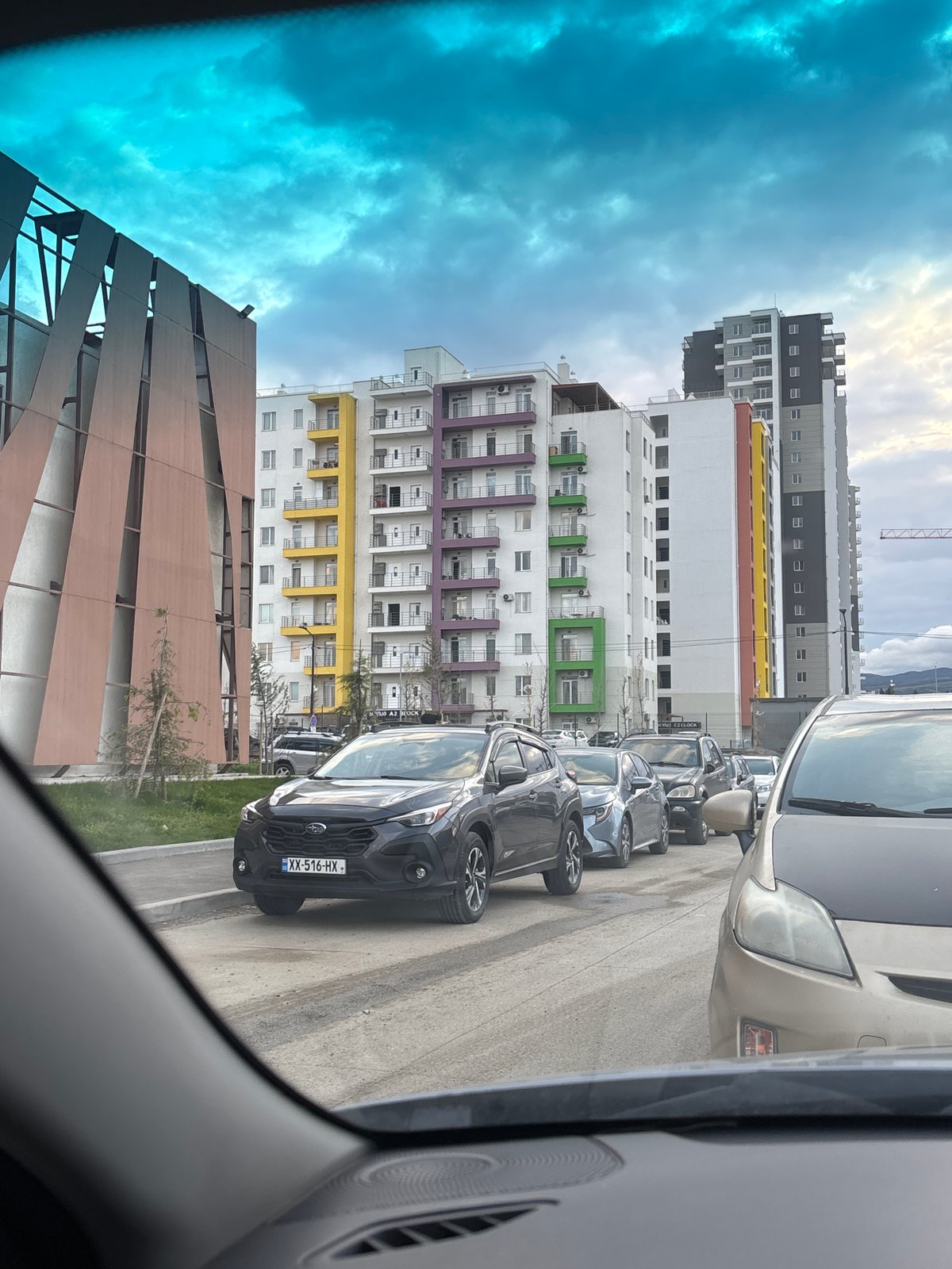 Brief car journey documented through downtown Tbilisi, Georgia