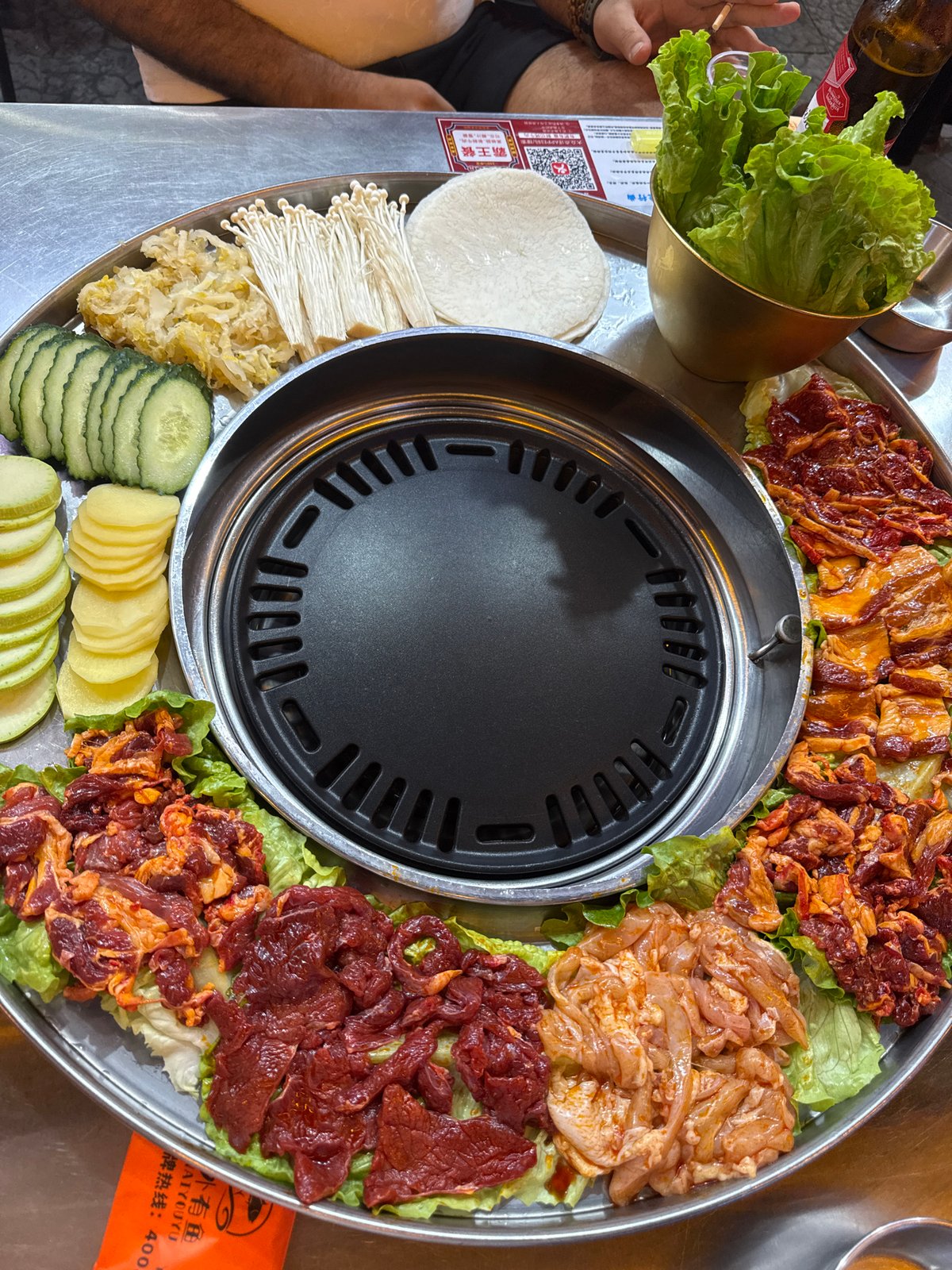 Korean BBQ meal served in Zhangjiajie, China restaurant