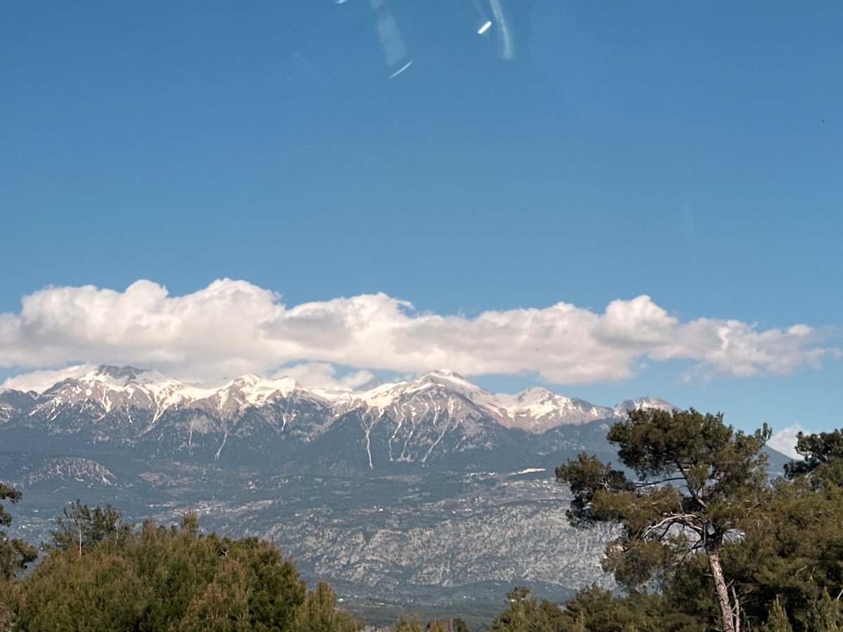 Mountain landscape with snow peaks documented in Seydikemer, Turkey