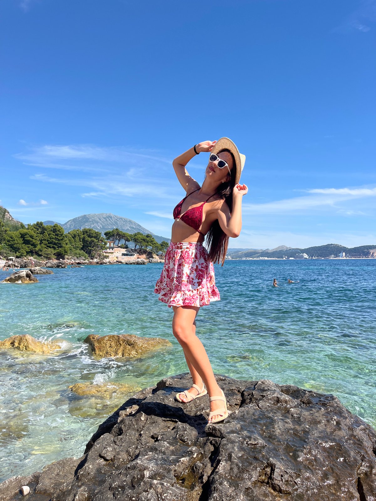 Posing on Sutomore's rocky Adriatic shore, summer 2026