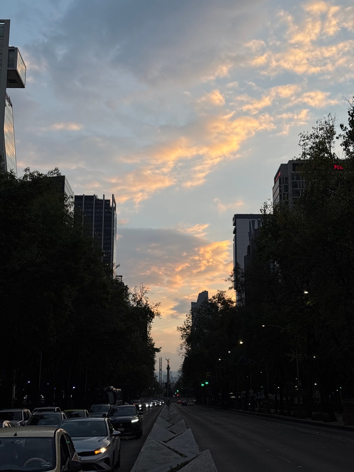 Evening cityscape views captured across Mexico City streets