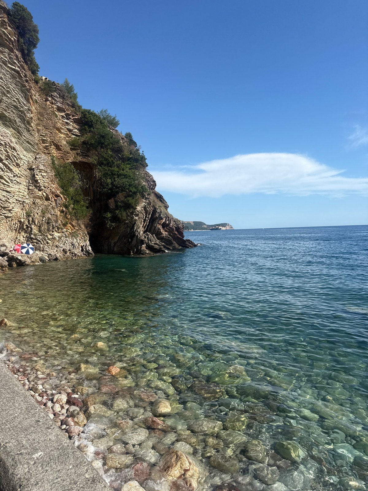 Busy summer afternoon along Montenegro's Kamenovo and Rafailovići coast