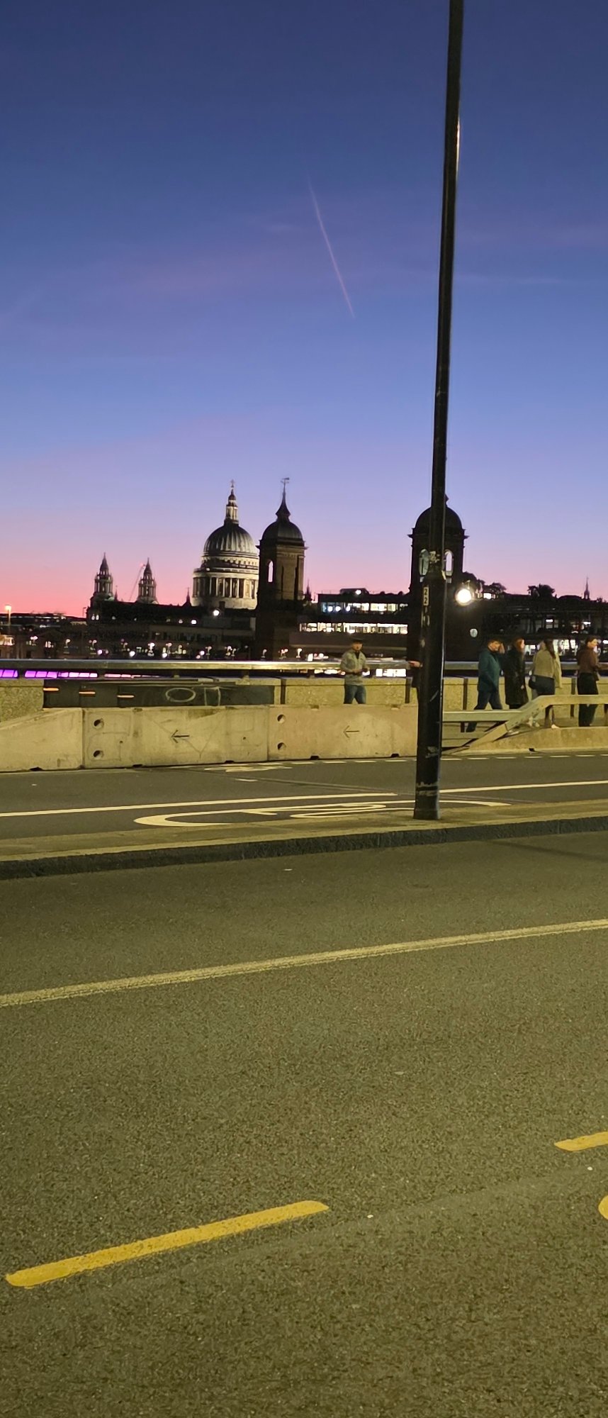 London landmarks illuminated during twilight evening hours