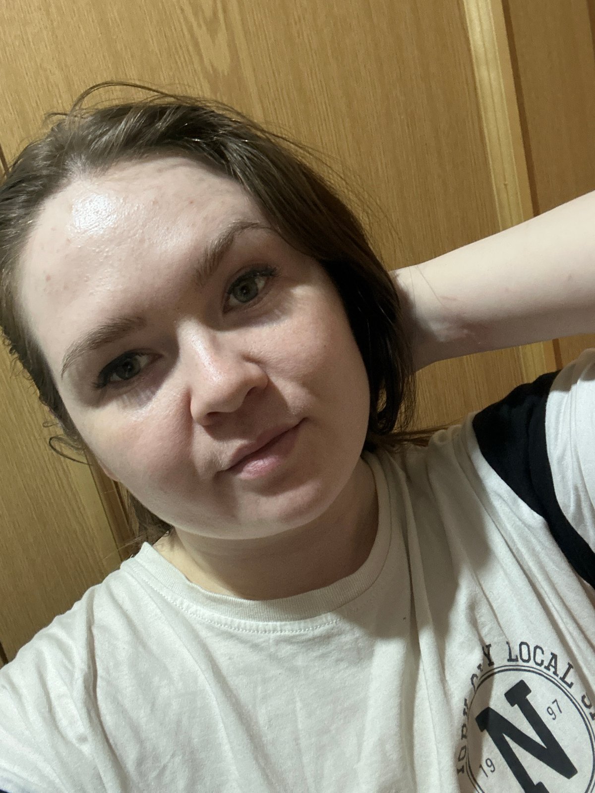 Woman photographs herself with stuffed animal in Chaikovsky, Russia