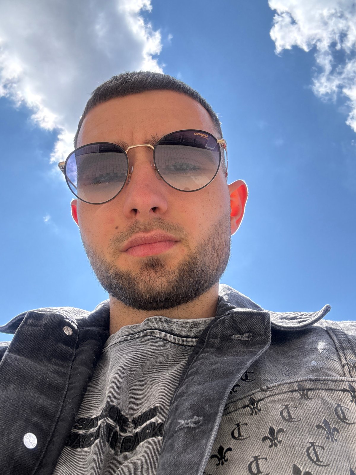 Tourist documents morning walk through downtown Gabrovo, Bulgaria