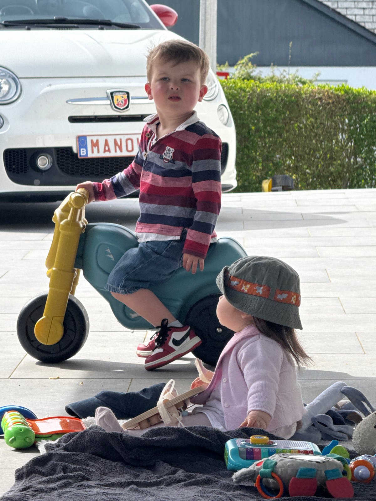 Sunny afternoon moments captured with baby, dog in Belgium
