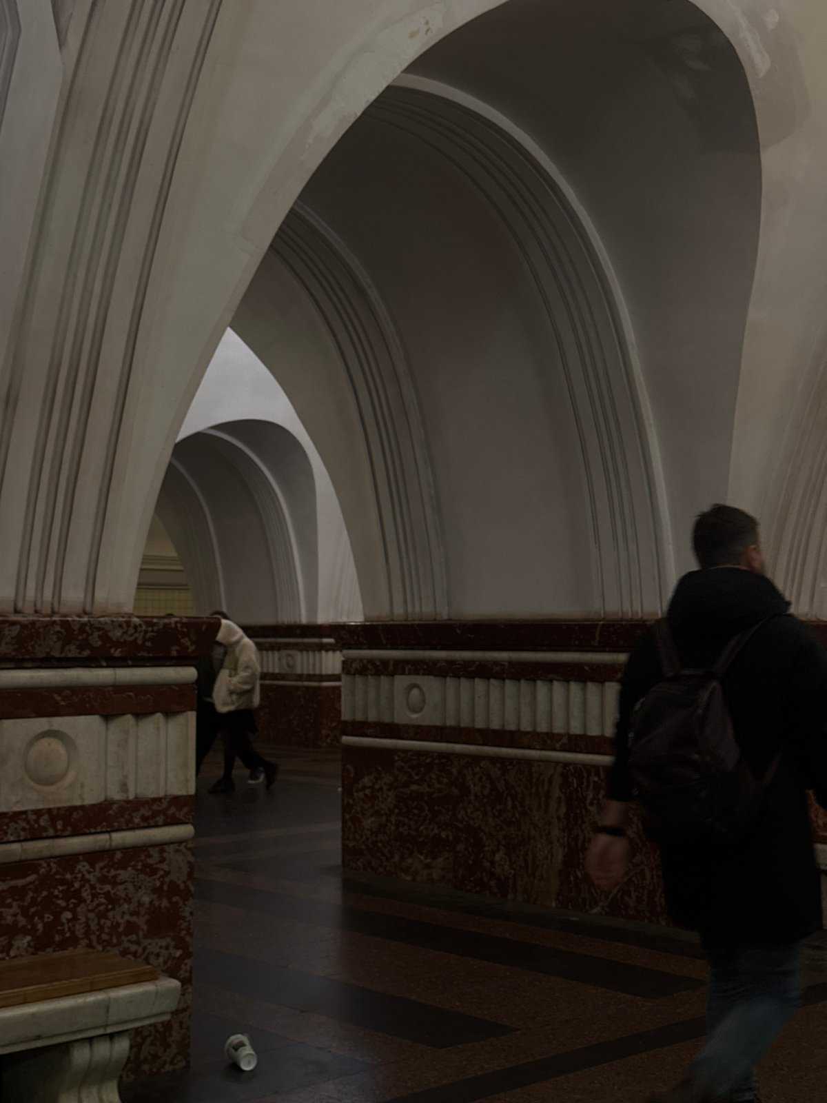 Tilted photo captures ornate Moscow interior space
