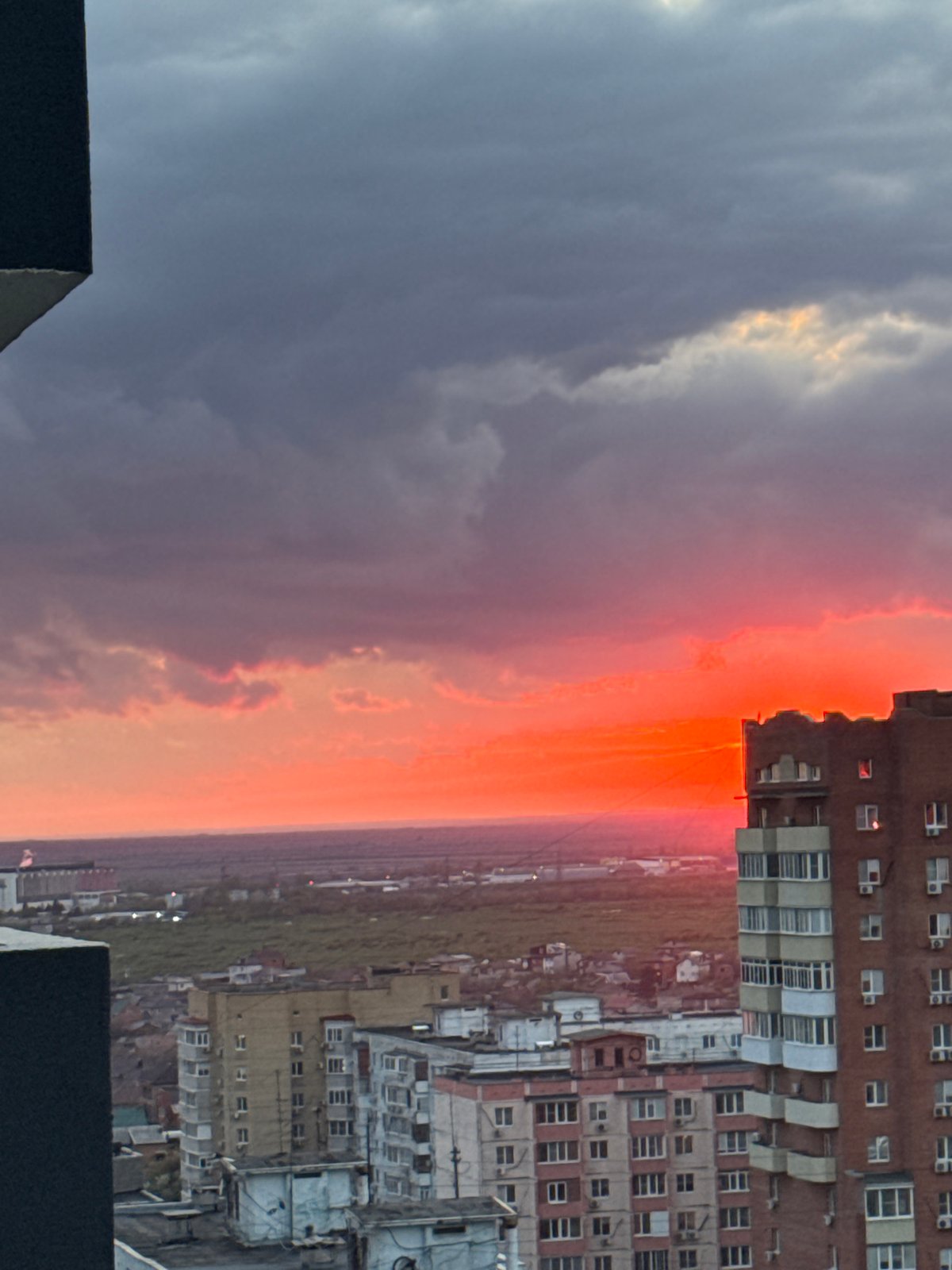 Dramatic sunset captured over Rostov-on-Don urban landscape