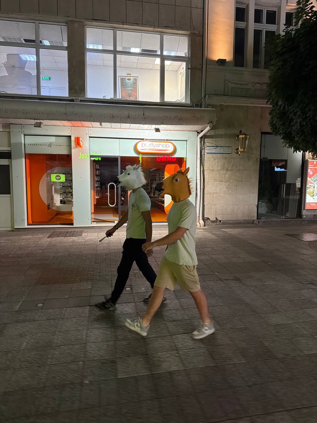 Evening street life documented in central Plovdiv pedestrian district