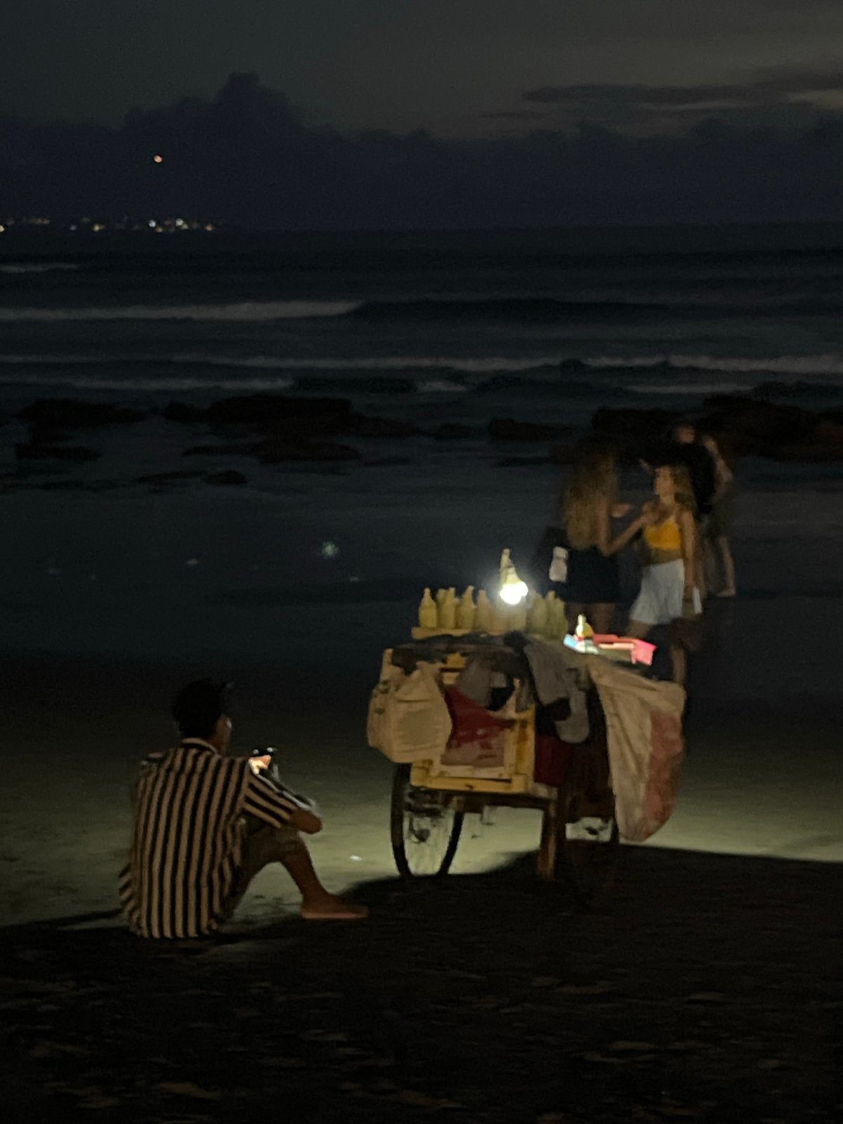 Daily life captured at Canggu beach: vendors, temples, waste