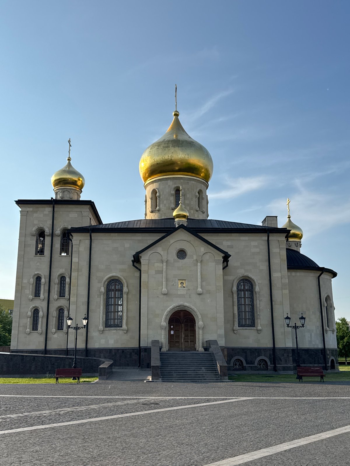 Woman documents visit to Orthodox cathedral in Kirishi, Russia