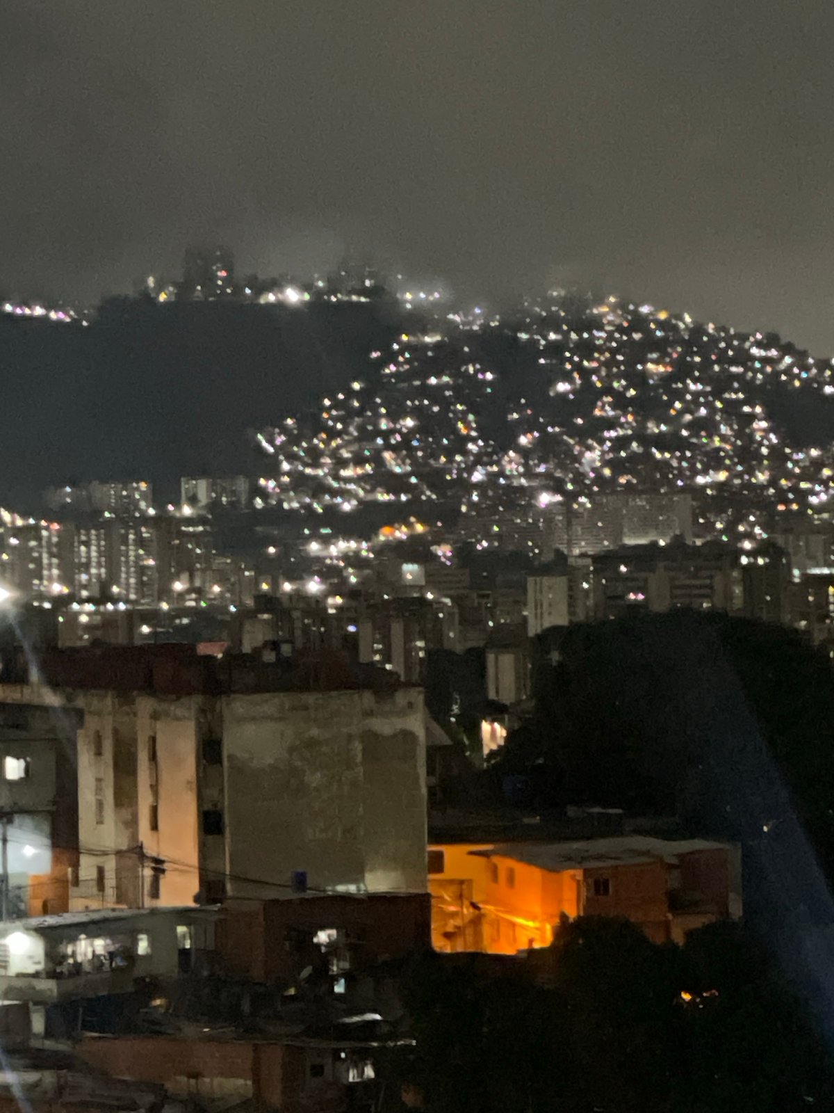 Caracas nightscape captured with illuminated buildings and streetlights