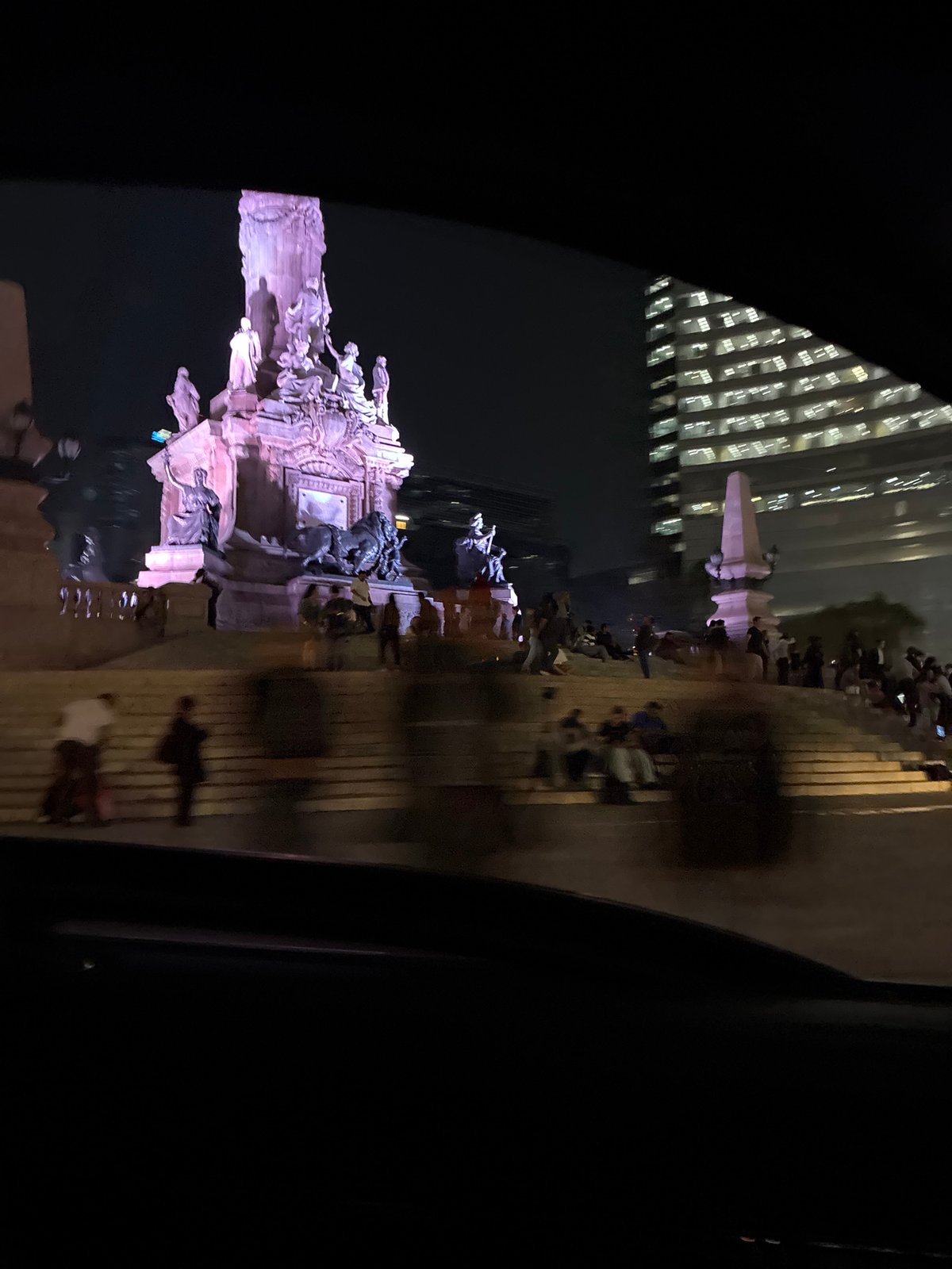 Nighttime urban scene documented in Mexico City center