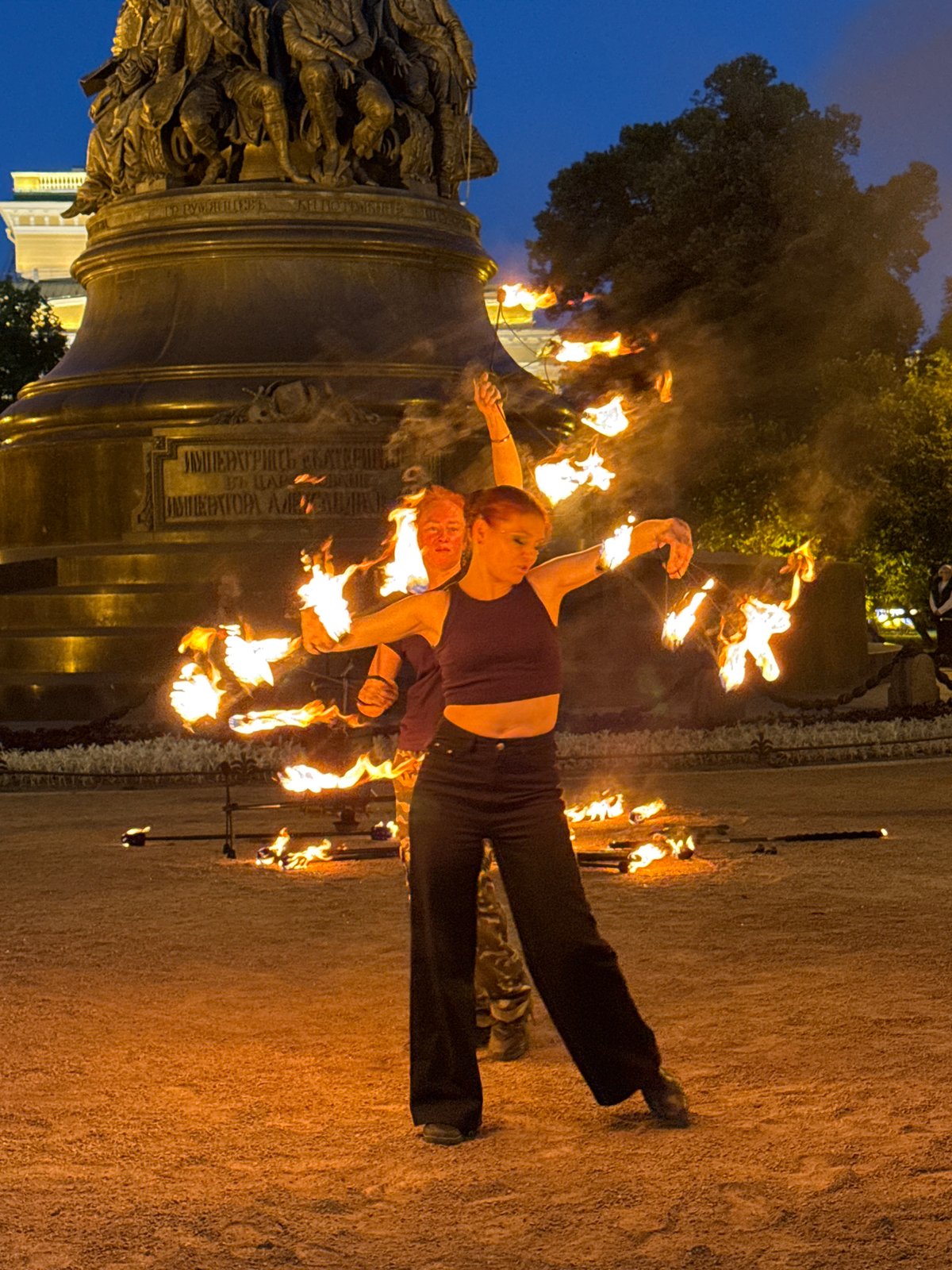 Fire performers take over Palace Square on a midsummer evening