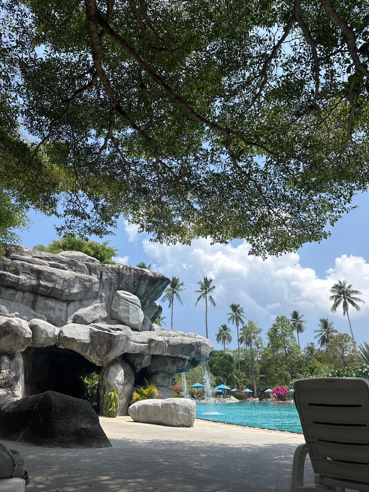 Early morning pool area scenes captured at Patong resort