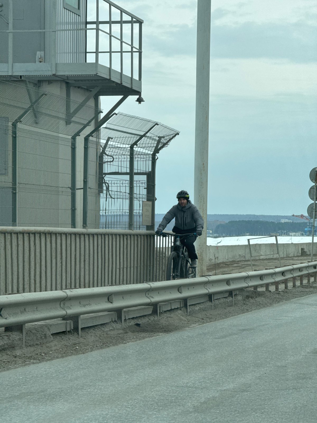Cyclist and construction activity observed in Chaikovsky, Russia
