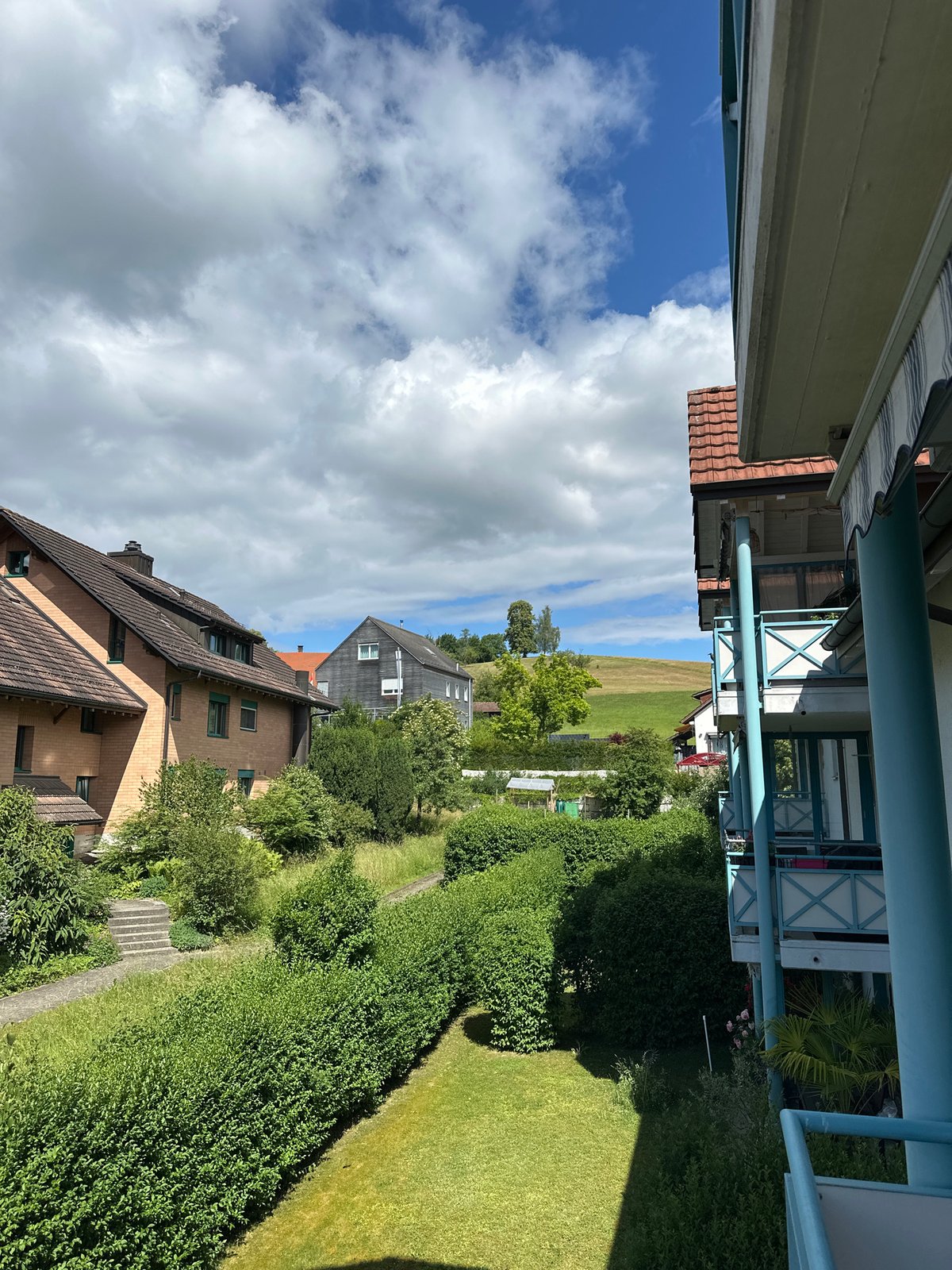 Morning view captured of Lufingen residential area from elevated position