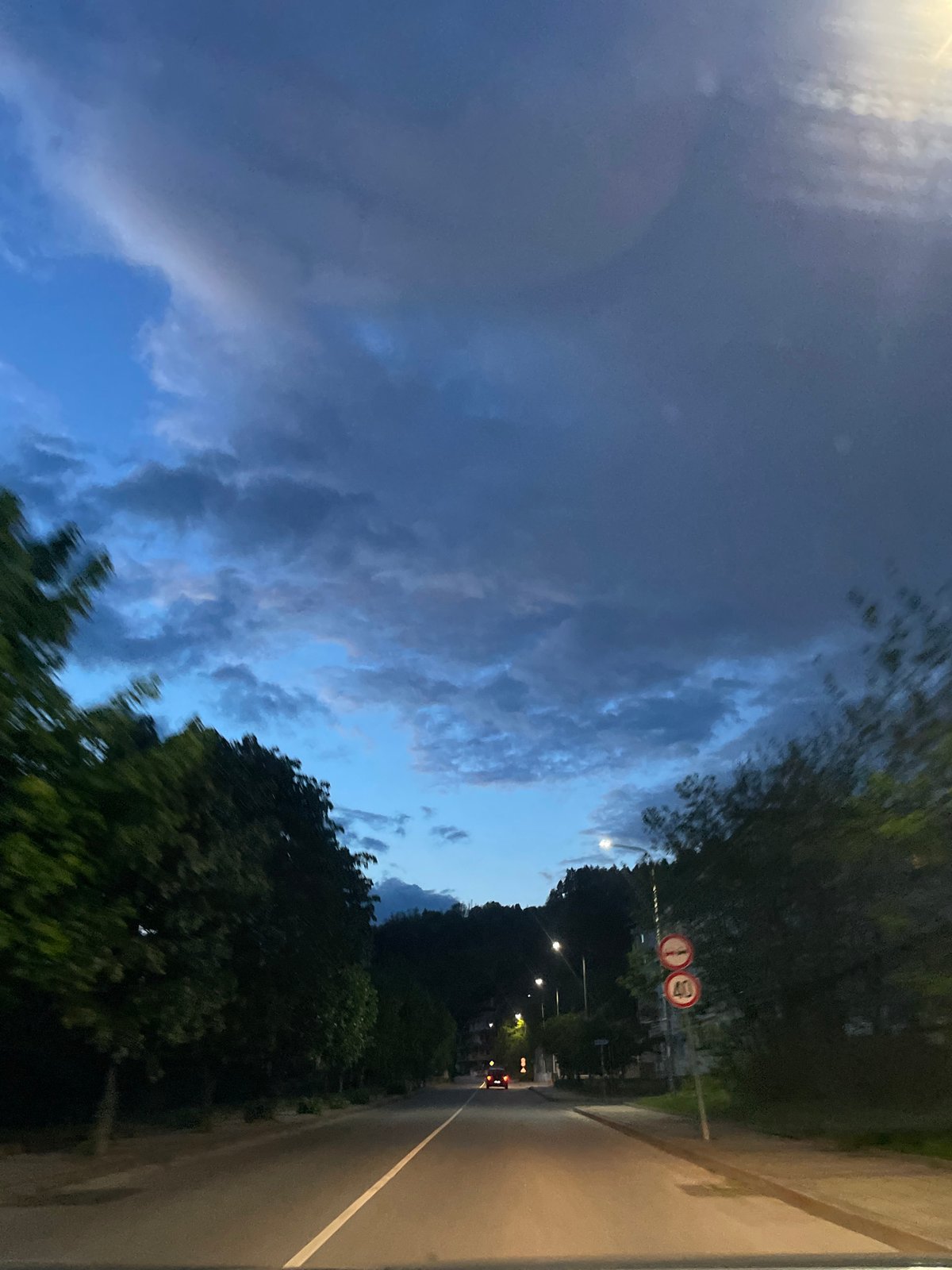 Evening street scenes documented in Zlatograd, Bulgaria