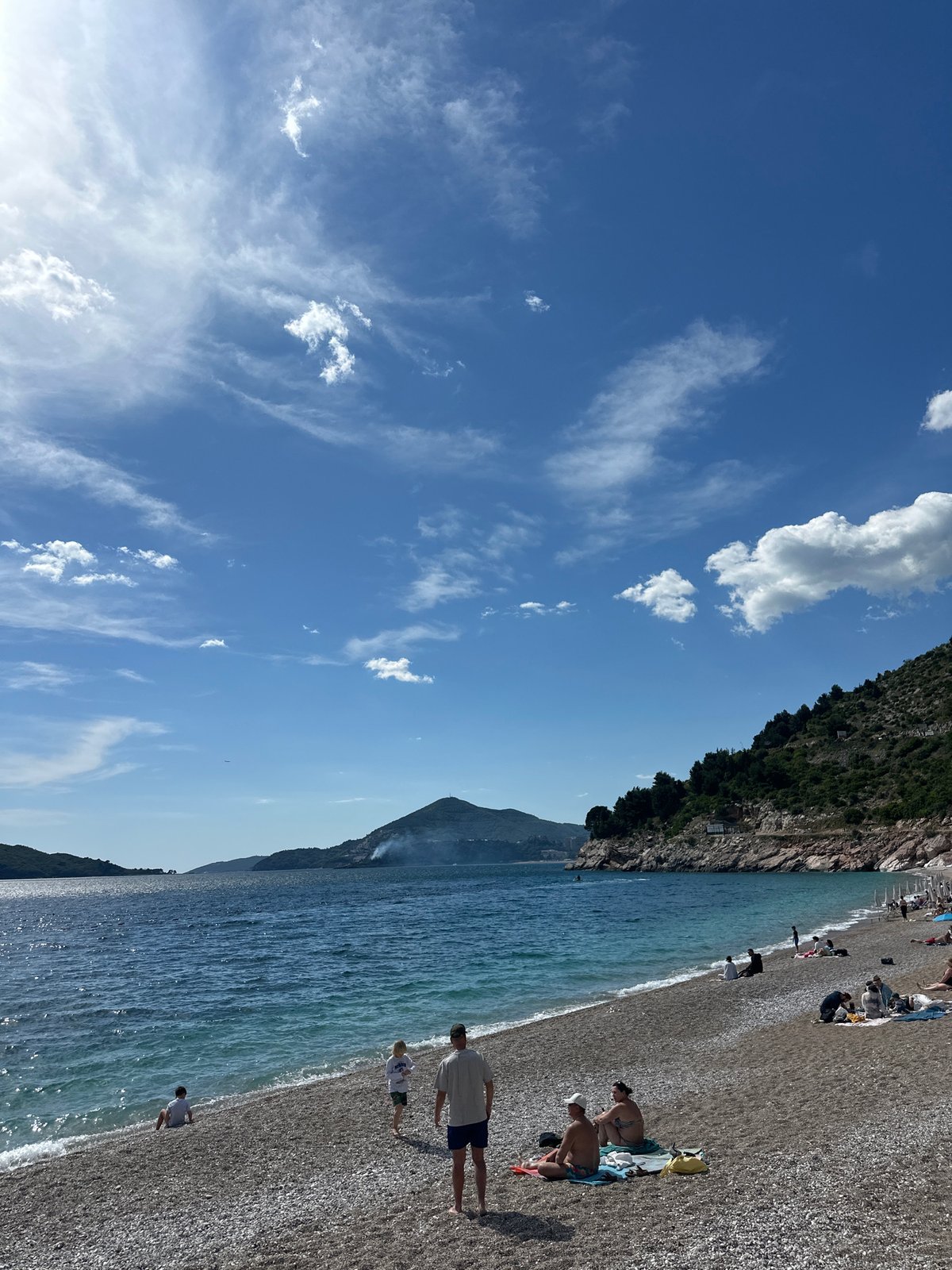 Sunny afternoon captured at Montenegro's Kamenovo Beach with typical activities