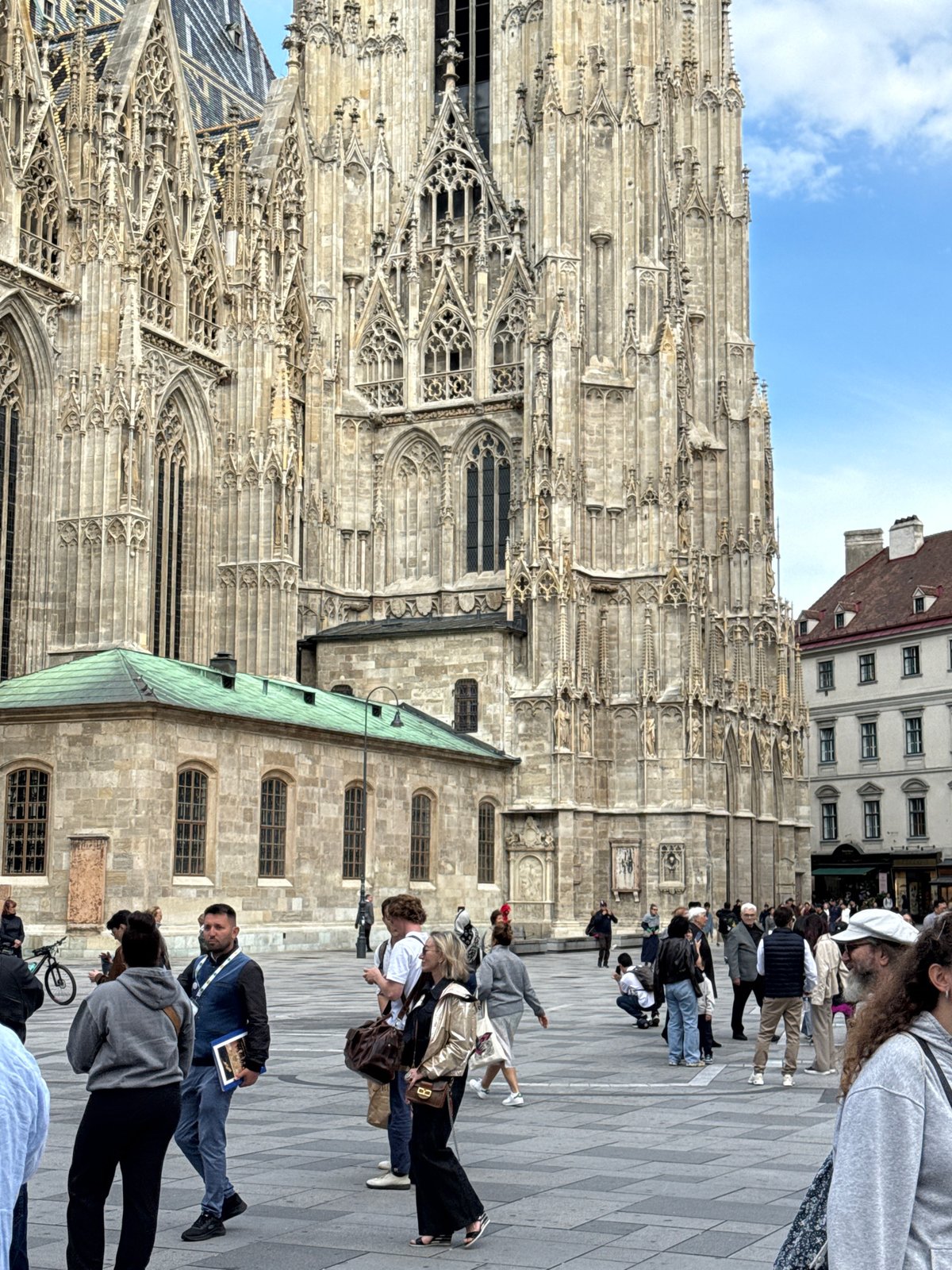 Afternoon crowds gather at Vienna's St. Stephen's Cathedral plaza