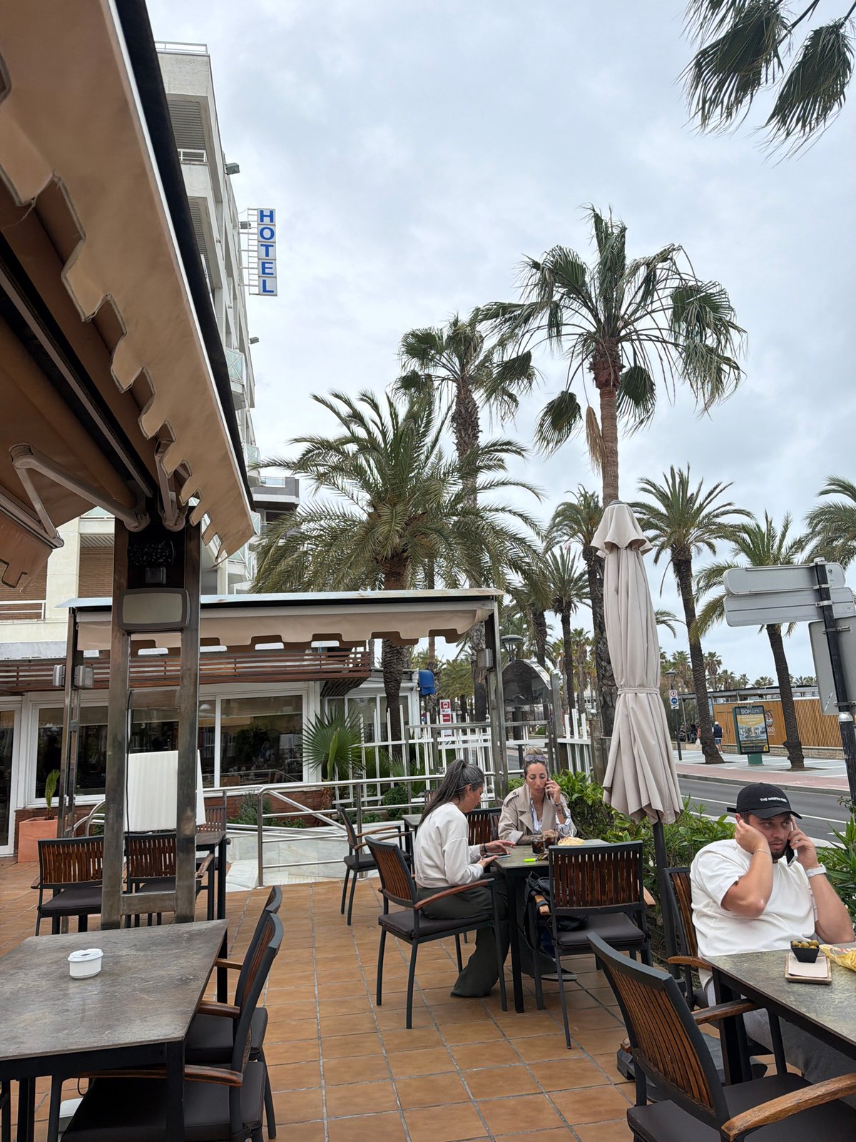 Morning café life captured in Salou's tourist district